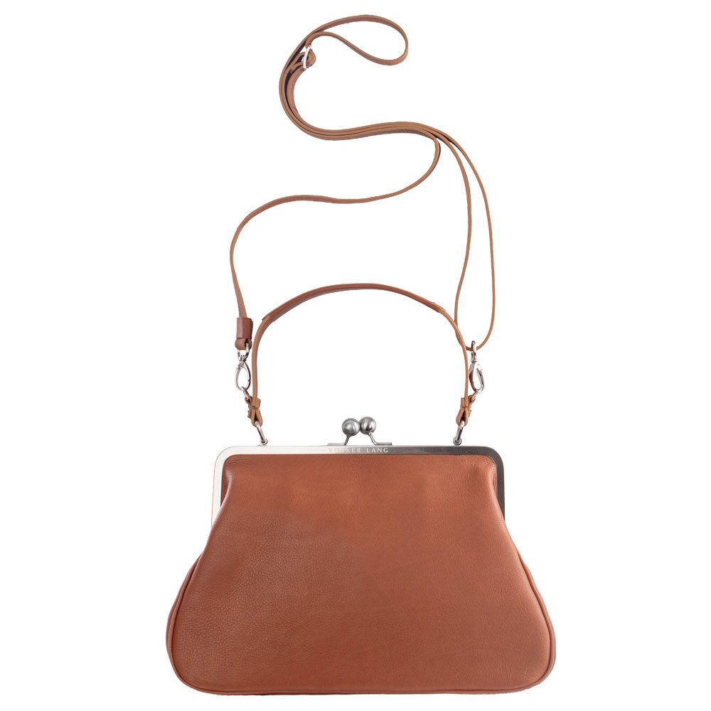 VOLKER LANG Schultertasche ROMY  Elegante Damen Bügeltasche aus italienischem Leder