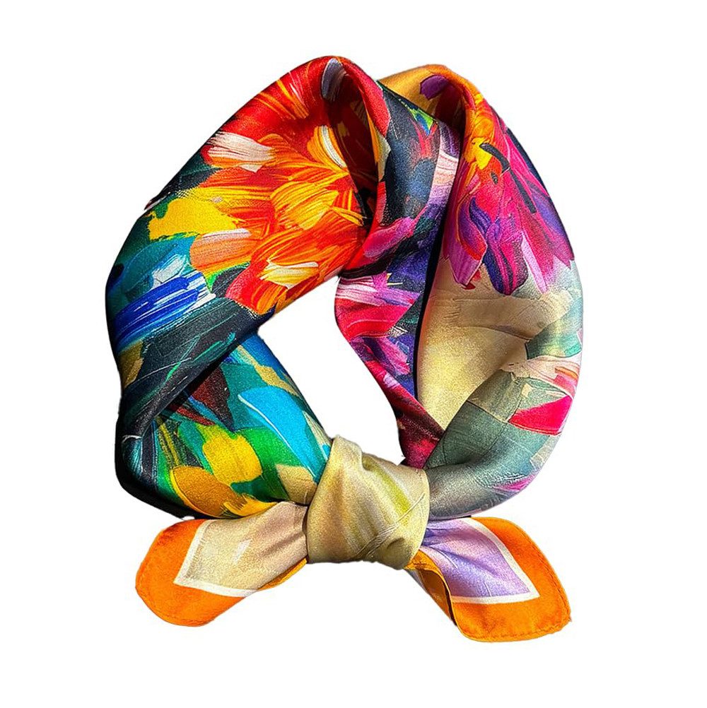 nsihing Seidentuch Damen-Halstuch, Modetuch Bandana Maulbeerseide, Quadratisch, 53 x 53 cm, 1er Pack- Haartuch für Damen & Herren