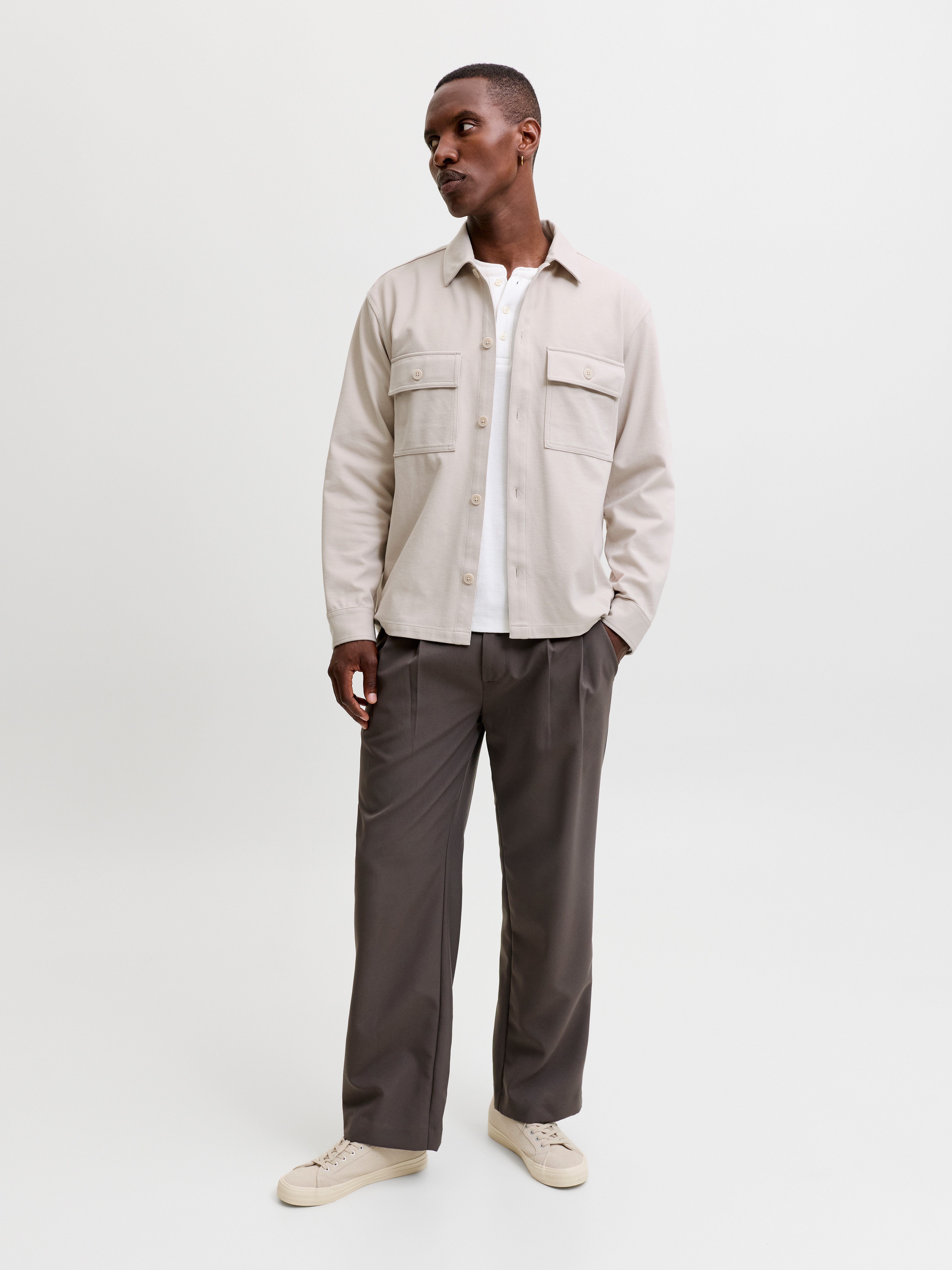 Jack & Jones Langarmhemd JJWILLIAM SWEAT OVERSHIRT LS NOOS Materialmix, Sweatmaterial, locker geschnitten – Bild 5 von 5