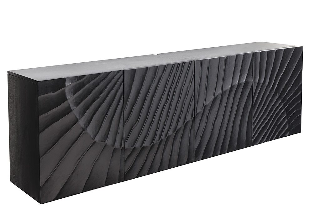riess-ambiente Sideboard SCORPION 180cm schwarz (Einzelartikel, 1 St), Wohnzimmer · Massivholz · Mango · TV-Schrank · hängend · Industrial