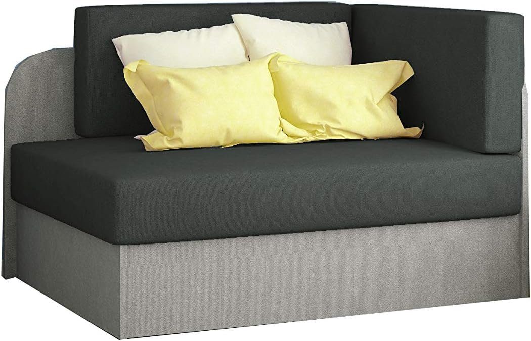 RAISA, + Schlaffunktion 10) Alova Kinderzimmer für (Alova + Schlafsessel Schlafsofa Khaki MOEBLO mit Kindersofa Couch und Jugendsofa, Bettkasten Dunkelgrau 48