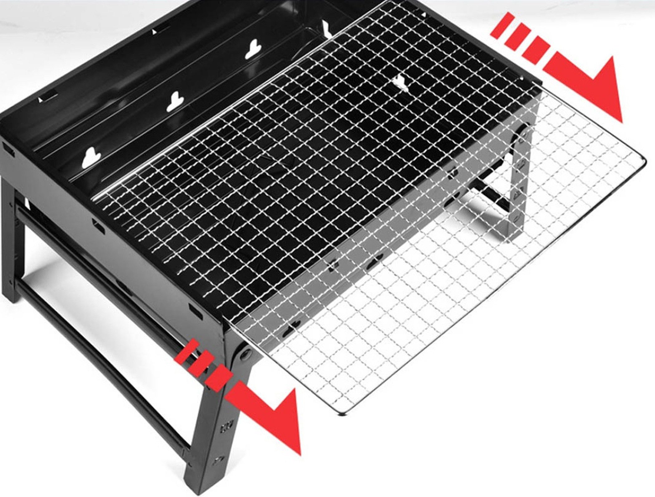 BAYLI Holzkohlegrill 35x27x20 cm Holzkohlegrill Tragbar, Klappgrill, tragbarer Koffergrill