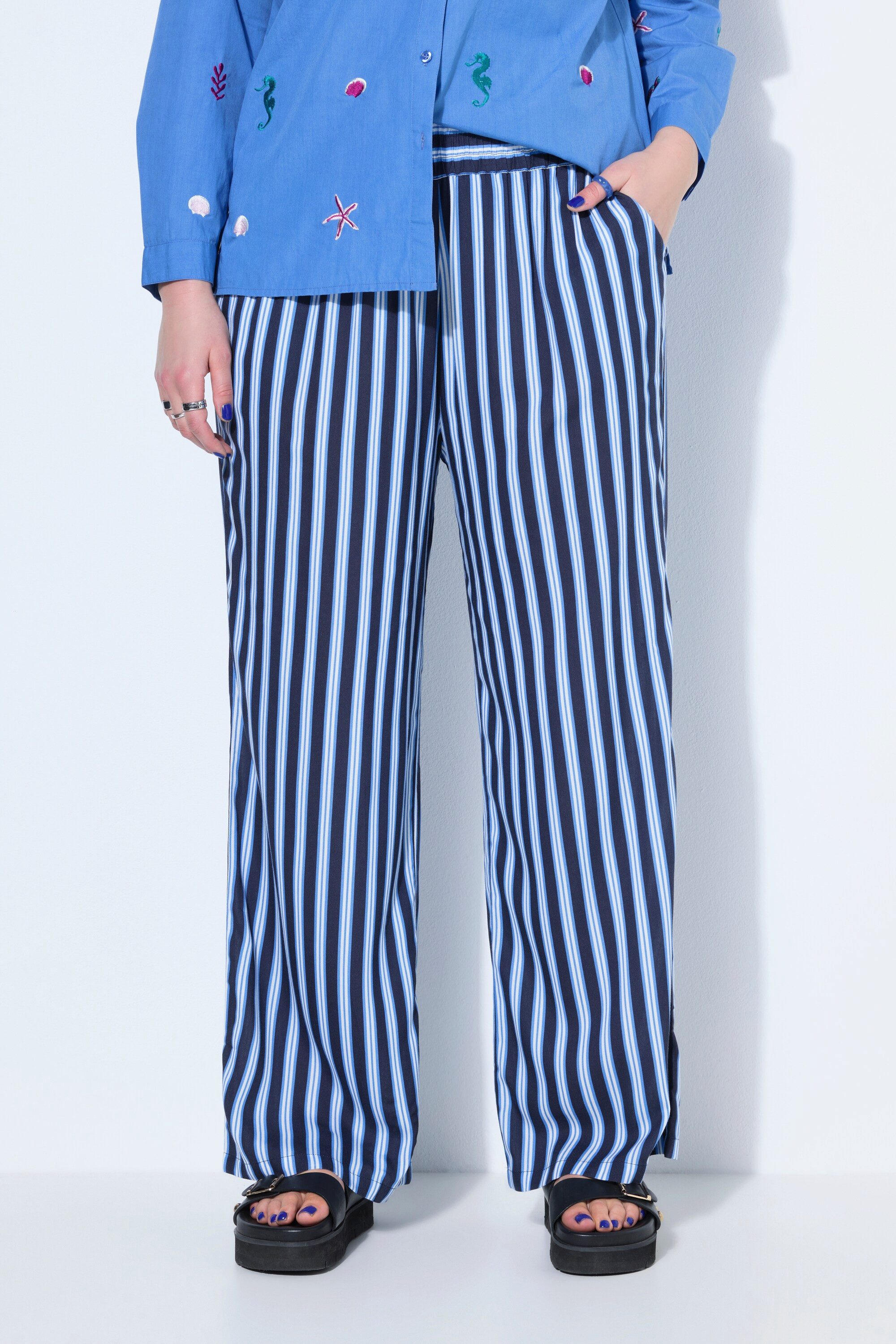 Studio Untold Schlupfhose Hose Wide Legs High Waist Streifen