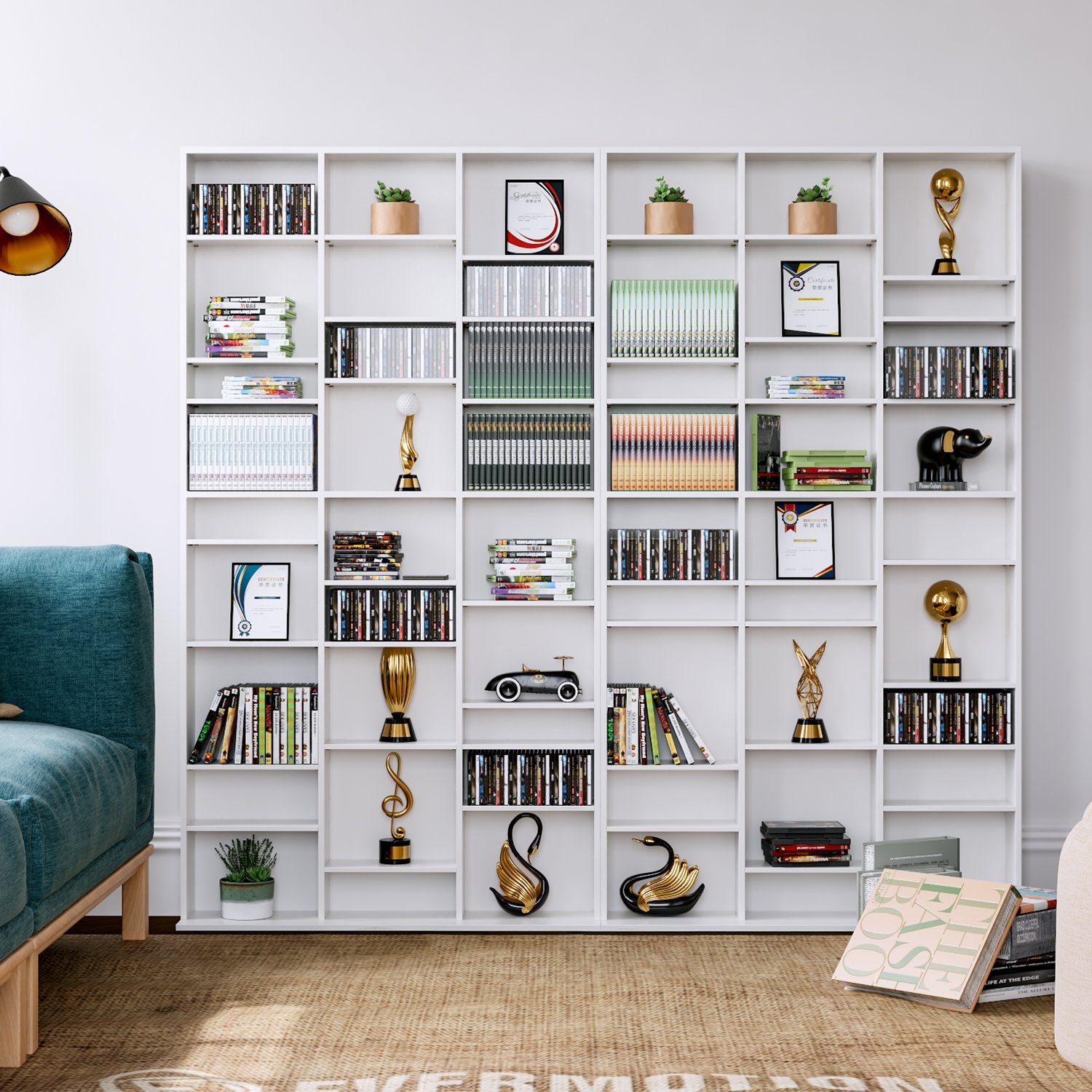 Homfa CD-Regal, DVD Ständer Bücherregal mit 27 Fächern höhenverstellbar wei günstig online kaufen