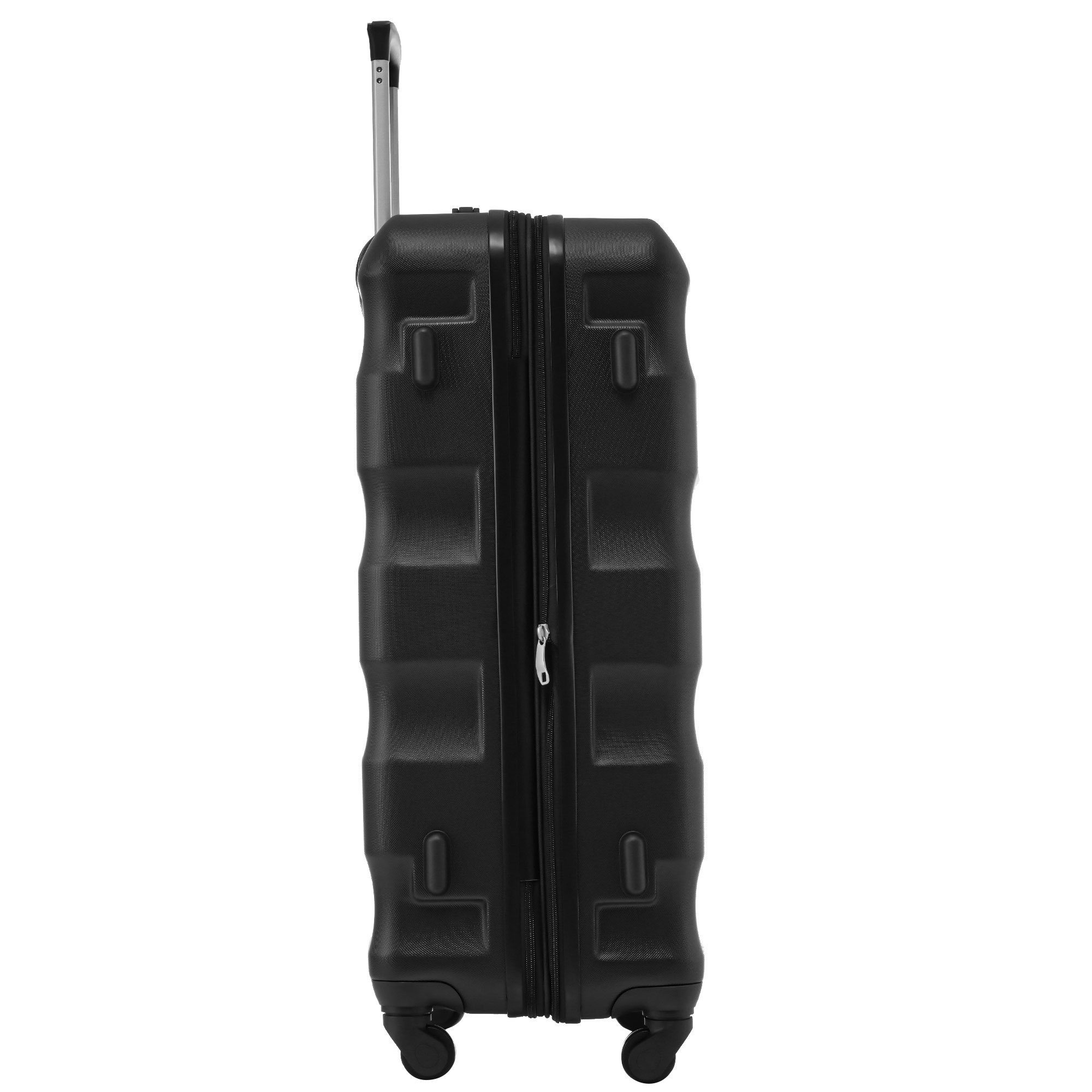 Zollschloss, Schwarz TSA 360° ABS-Material, Reisekoffer (3 Ulife tlg) Trolleyset Kofferset 4 Rollen, -Räder,
