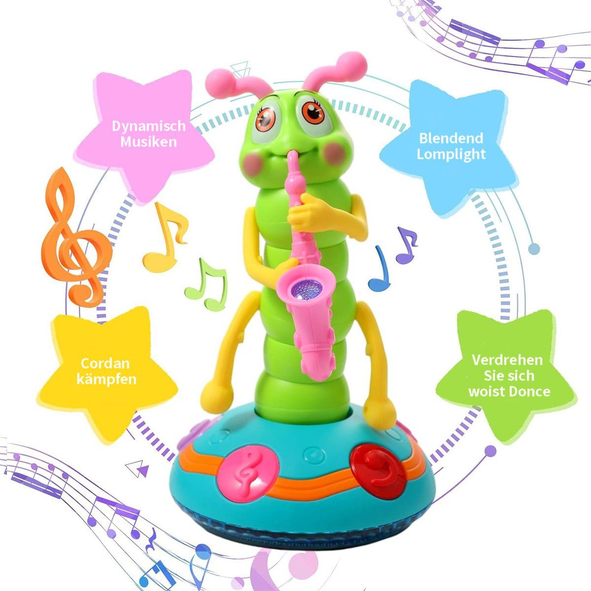 yozhiqu Greifspielzeug Gedrehtes Wurm-Babyspielzeug (1-tlg), Elektrisches Babyspielzeug für Jungen und Mädchen