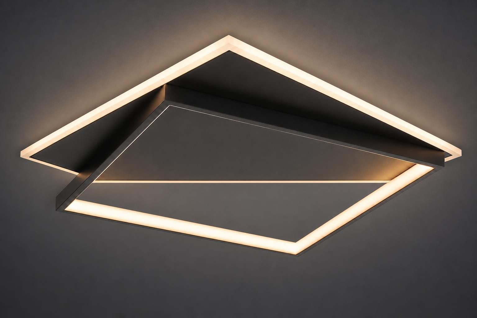ZMH LED Deckenleuchte Modern Design Quadraten, LED fest integriert, Tageslichtweiß, schwarz 48*48*6cm