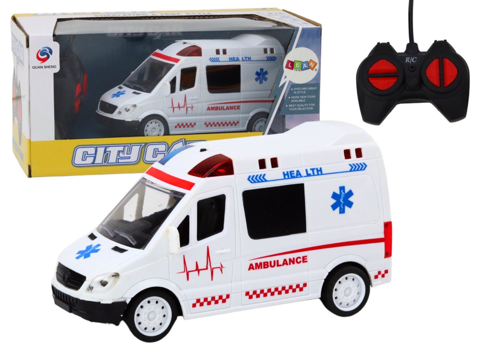 Wisam RC-Auto Ferngesteuerter Krankenwagen RC-Krankenwagenlichter klingen weiß
