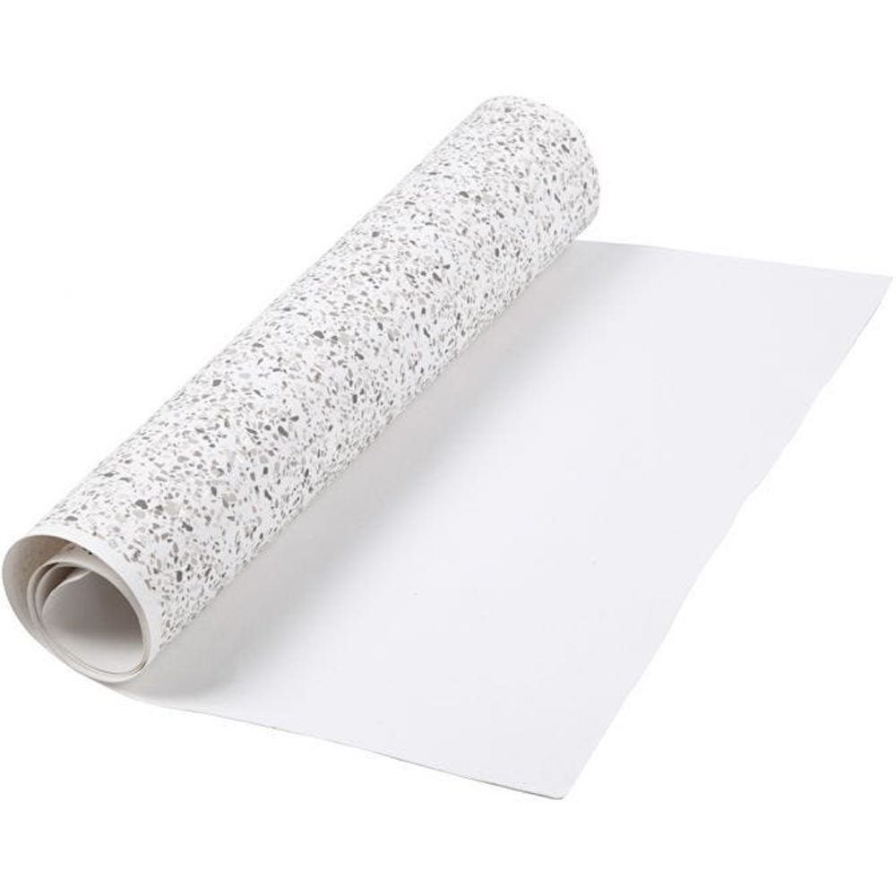 Creotime Papierdekoration Kunstlederpapier, 350 g, weiß bedruckt
