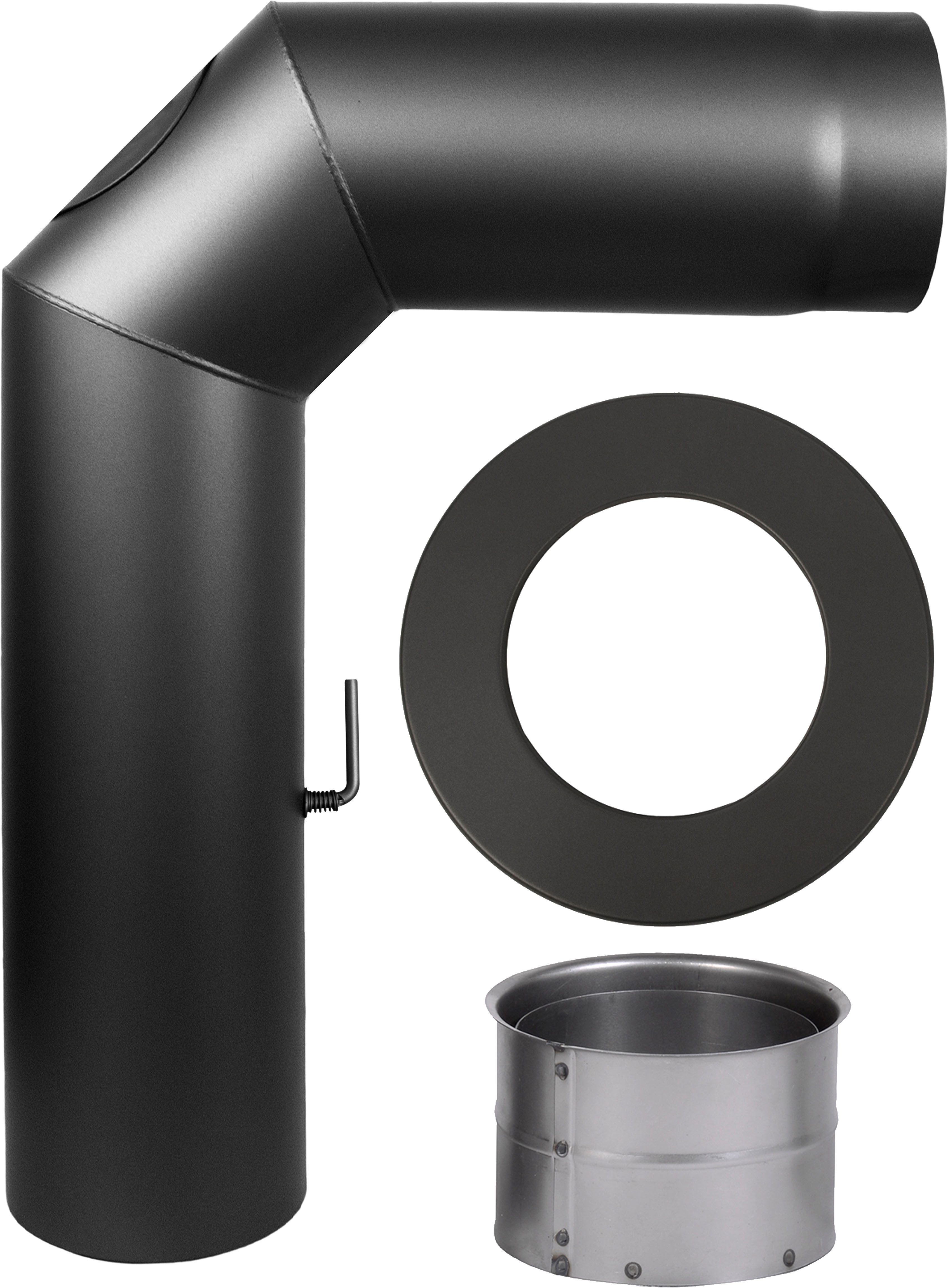 Hanseatic Ofenrohr Rauchrohranschlußset, 150 mm ø, schwarz, (3-tlg), 90 ° – Bild 2 von 5