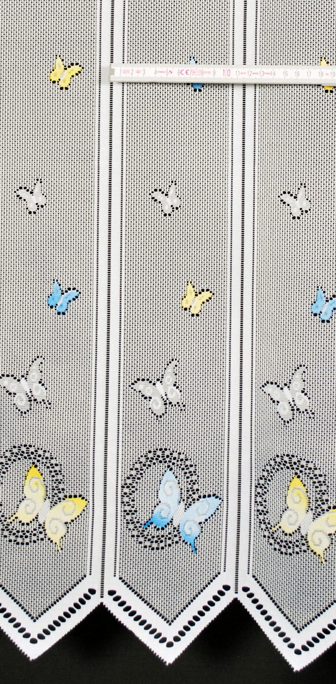 Gardinen Kranzusch Scheibengardine Schmetterlinge (1 St), Stangendurchzug, transparent, Stablöcher,transparent,verschiedene Höhen, Breiten