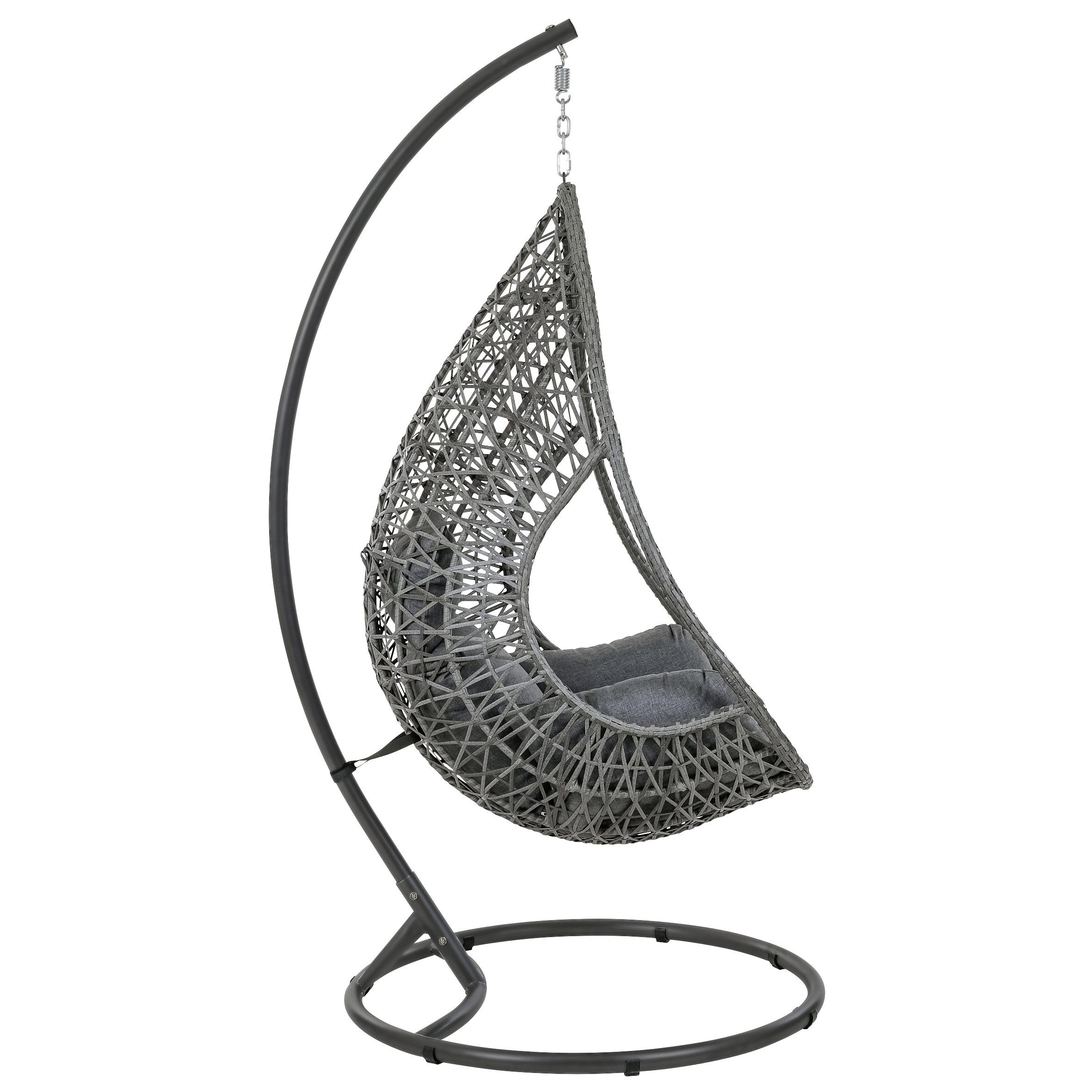 Greemotion Hängesessel Aurela mit Gestell grau für Indoor Outdoor mit Kissen