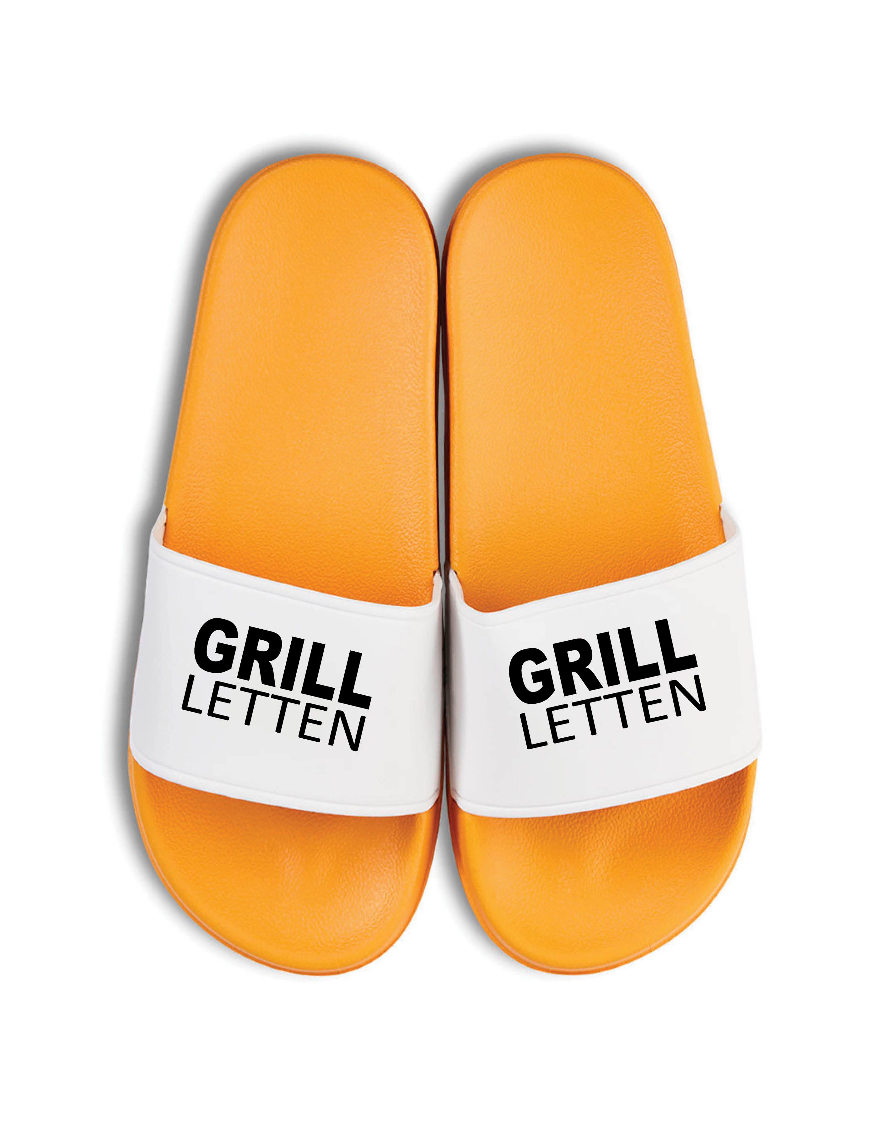 Youth Designz Herren Damen Badelatschen "Grill Letten" Fun-Print Statement Geschenk Badeschuh mit Lustigen Aufdruck für Männer und Frauen