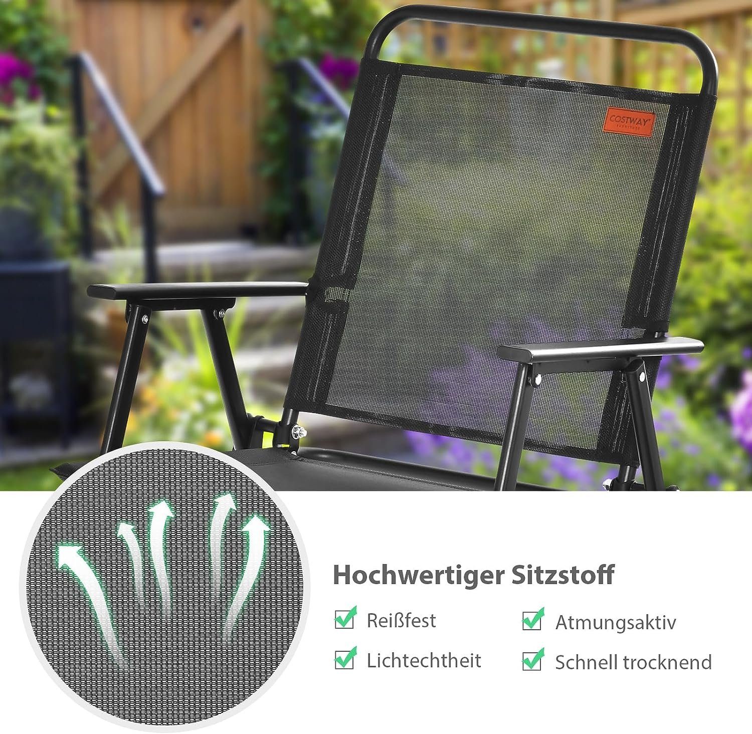 KOMFOTTEU Gartenstuhl 4-teilige klappbarer Tesla-Stühle, 150 kg belastbar