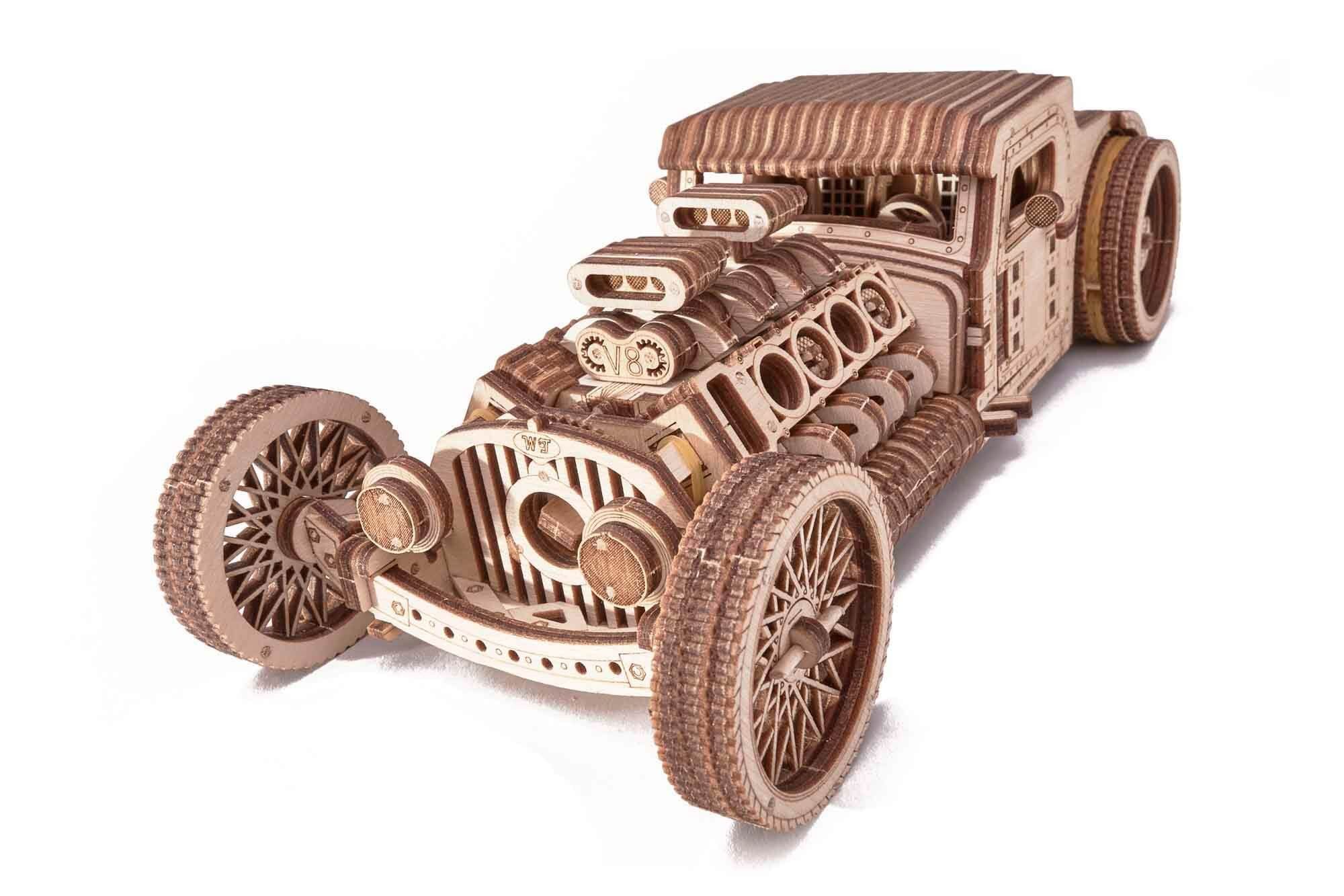 WoodTrick Puzzle WoodTrick Hot Rod Mechanisches Holzpuzzle, 280 Puzzleteile