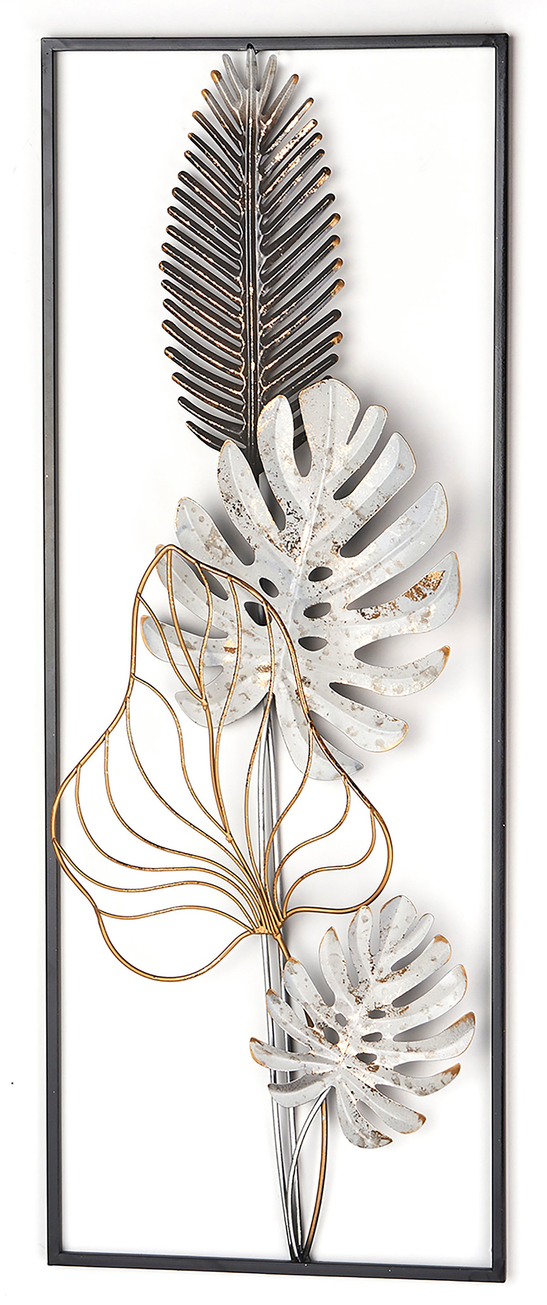 Kobolo Wandbild Metallbild Wanddekoration MONSTERA - schwarz gold, Pflanzen günstig online kaufen