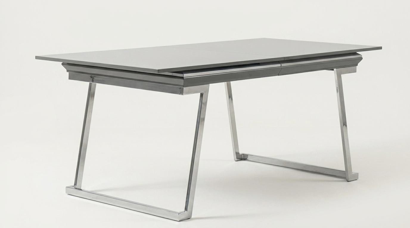 Xlmoebel Esstisch Moderner rechteckiger Esstisch in Silber aus Glas und Metall, Made in Europa