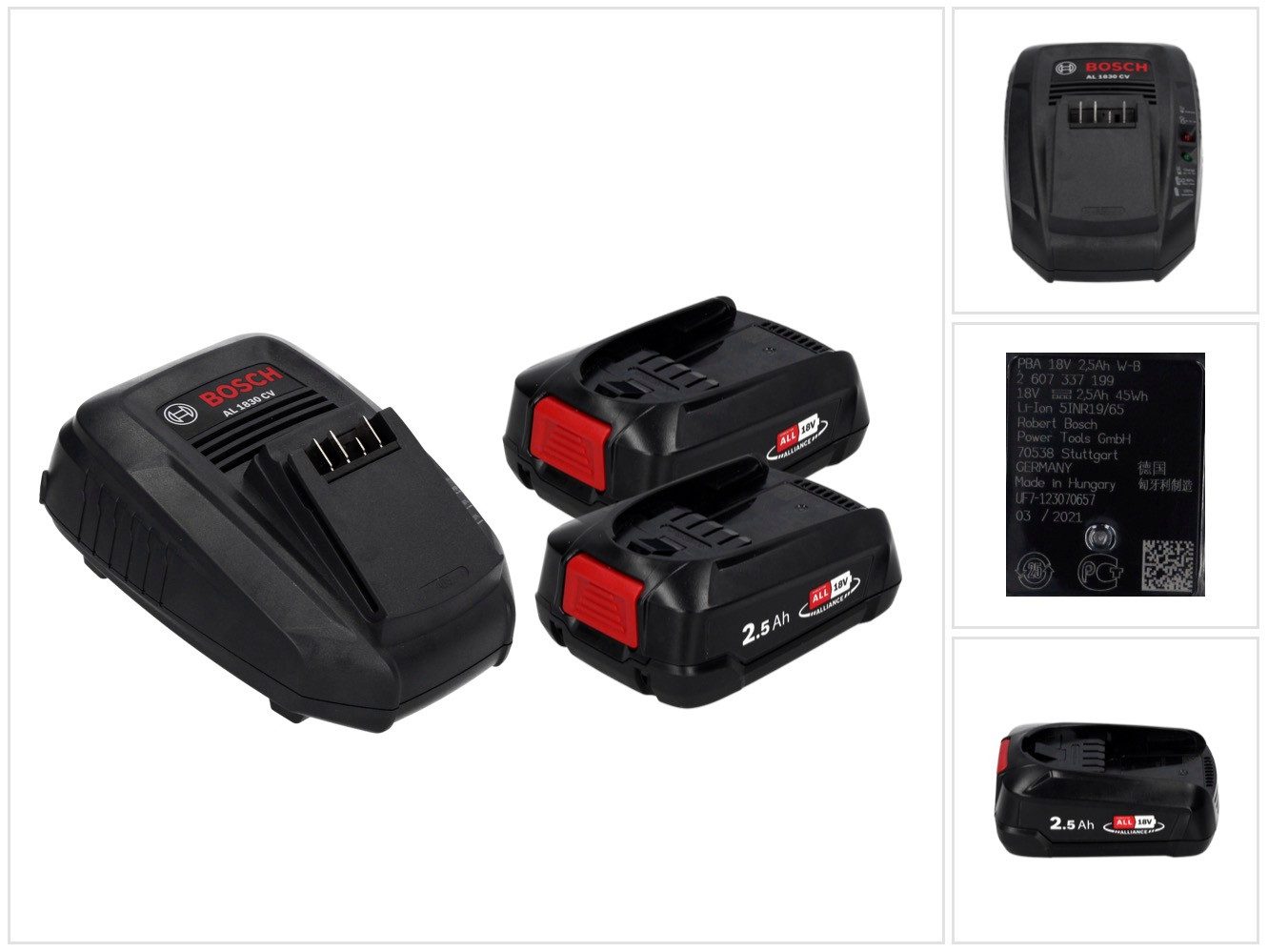 BOSCH Starter Set 18 V mit 2x PBA 2,5 Ah Akku + AL 1830 CV Ladegerät (1600 Akkupacks
