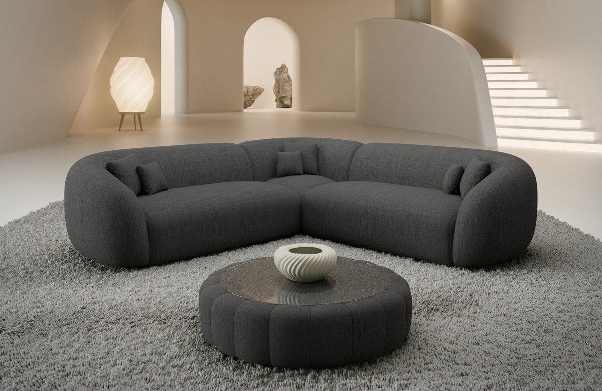 Sofa Dreams Ecksofa Sorelia L Form Luxus Polsterecke, Design Couch, 4-Sitzer, Strukturstoff Bezug in Anthrazit