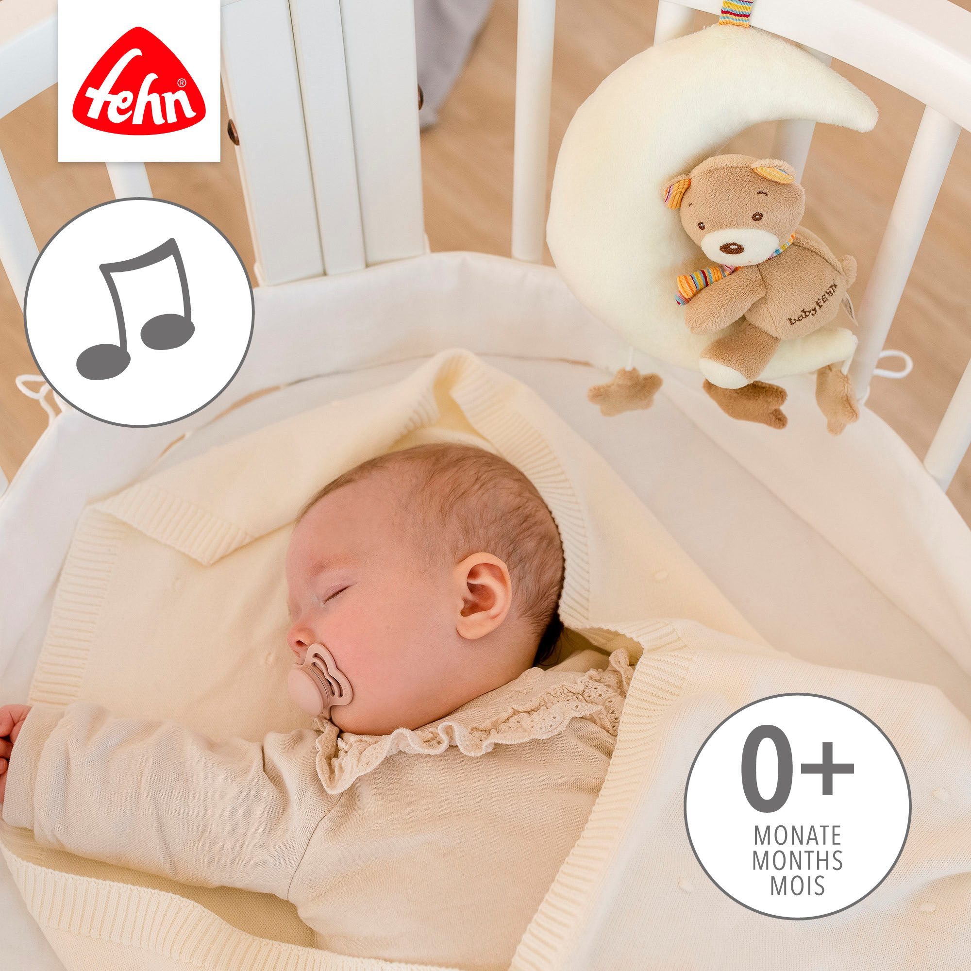 Fehn Spieluhr Rainbow, Teddy im Mond