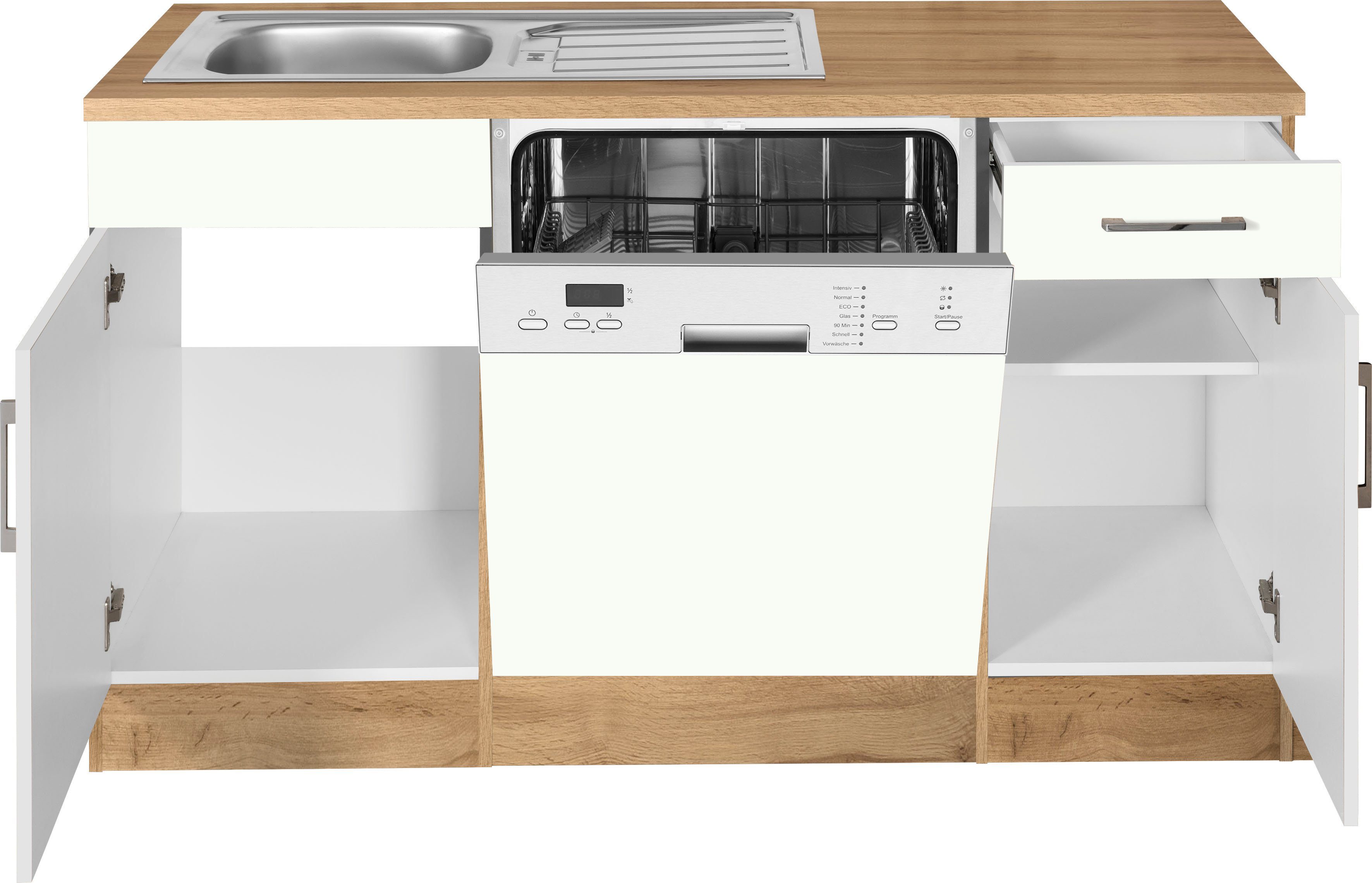 KOCHSTATION Winkelküche KS-Colmar, mit E-Geräten, Stellbreite 210/360 cm