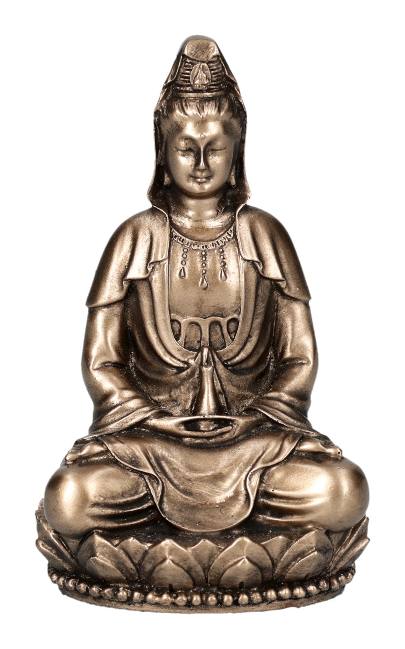 Figuren Shop GmbH Dekofigur Guanyin Figur – Bronzefarbene Miniatur Statue Veronese 7.5 cm Deko