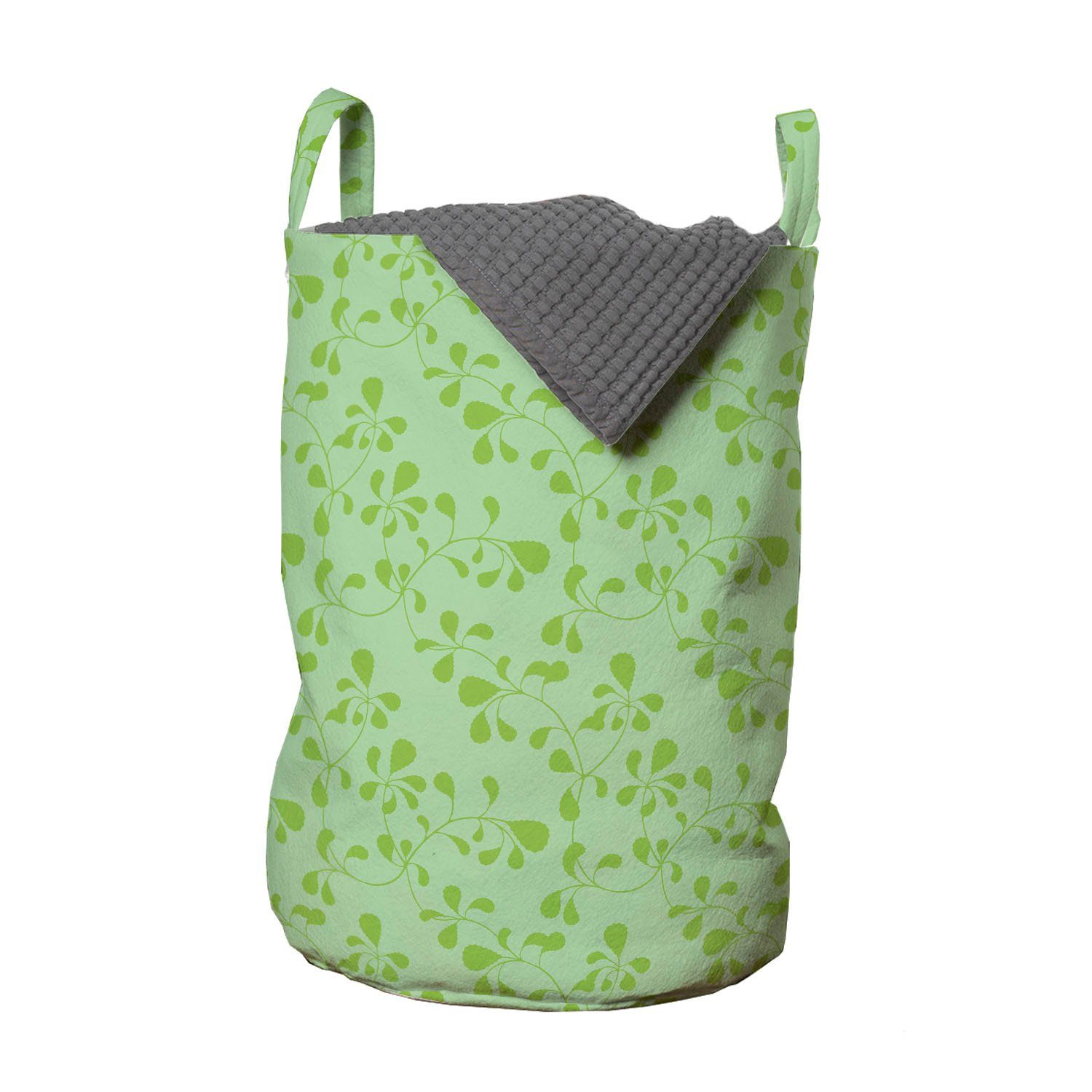 Abakuhaus Wäschesäckchen Wäschekorb mit Griffen Kordelzugverschluss für Waschsalons, Blätter Sommer grünen Zweig Strudel