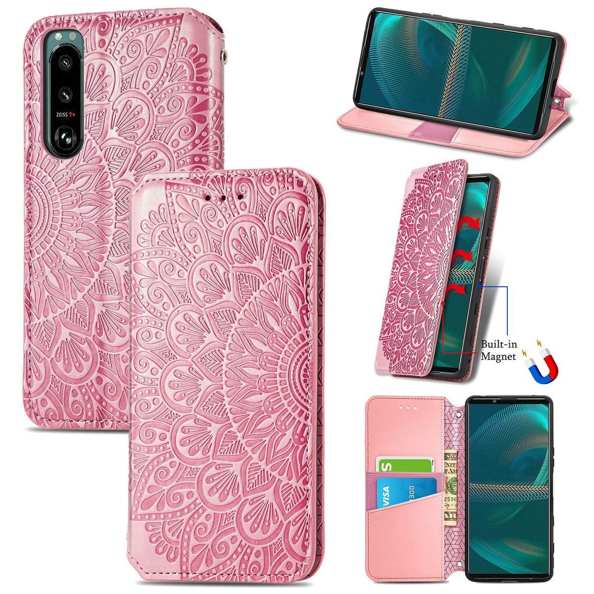 König Design Handyhülle Sony Xperia 5 III, Schutzhülle Schutztasche Case Cover Etuis Wallet Klapptasche Bookstyle