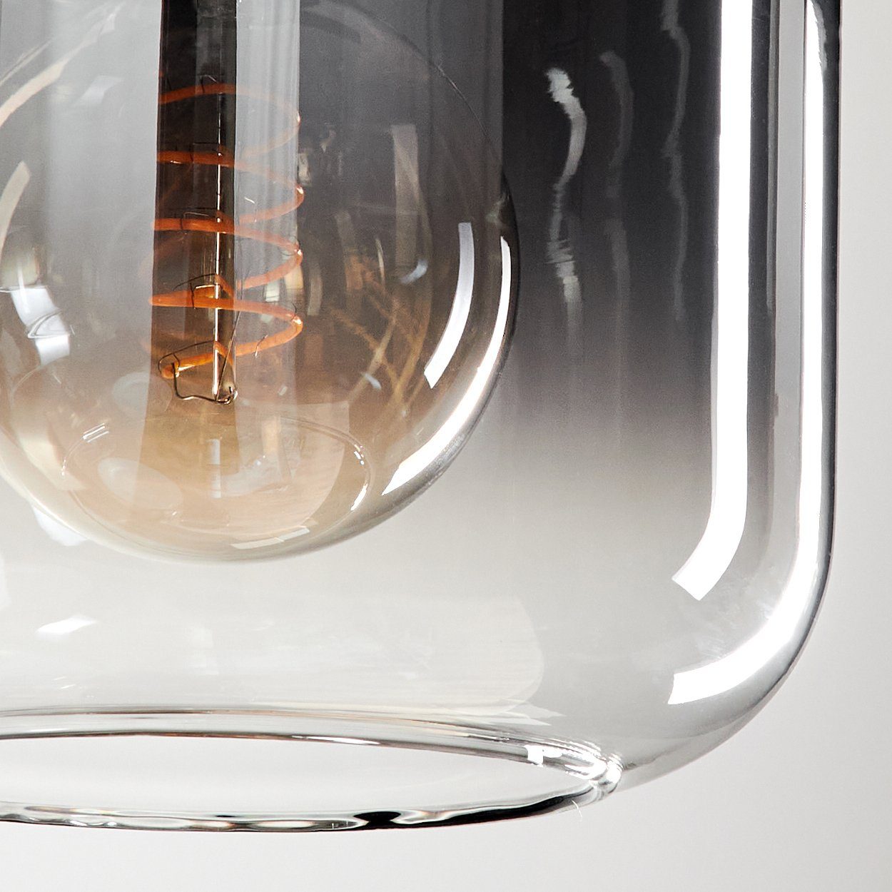 Glasschirme 4x Design, Hängeleuchte Ø20cm, Metall/Glas Leuchtmittel, im ohne Schwarz/Rauchfarben/Klar, ohne Pendelleuchte hofstein in E27, Leuchtmittel aus Vintage/Retro