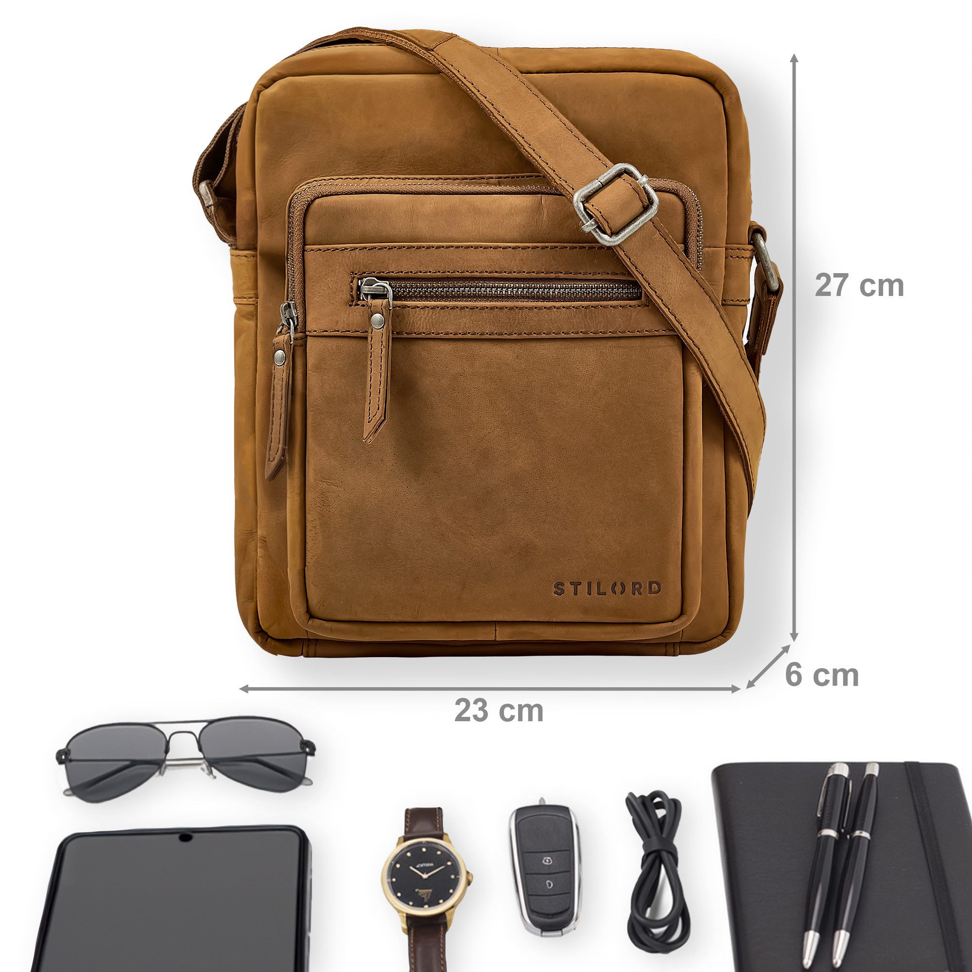 STILORD Schultertasche "Lyon" Umhängetasche Herren Klein Leder