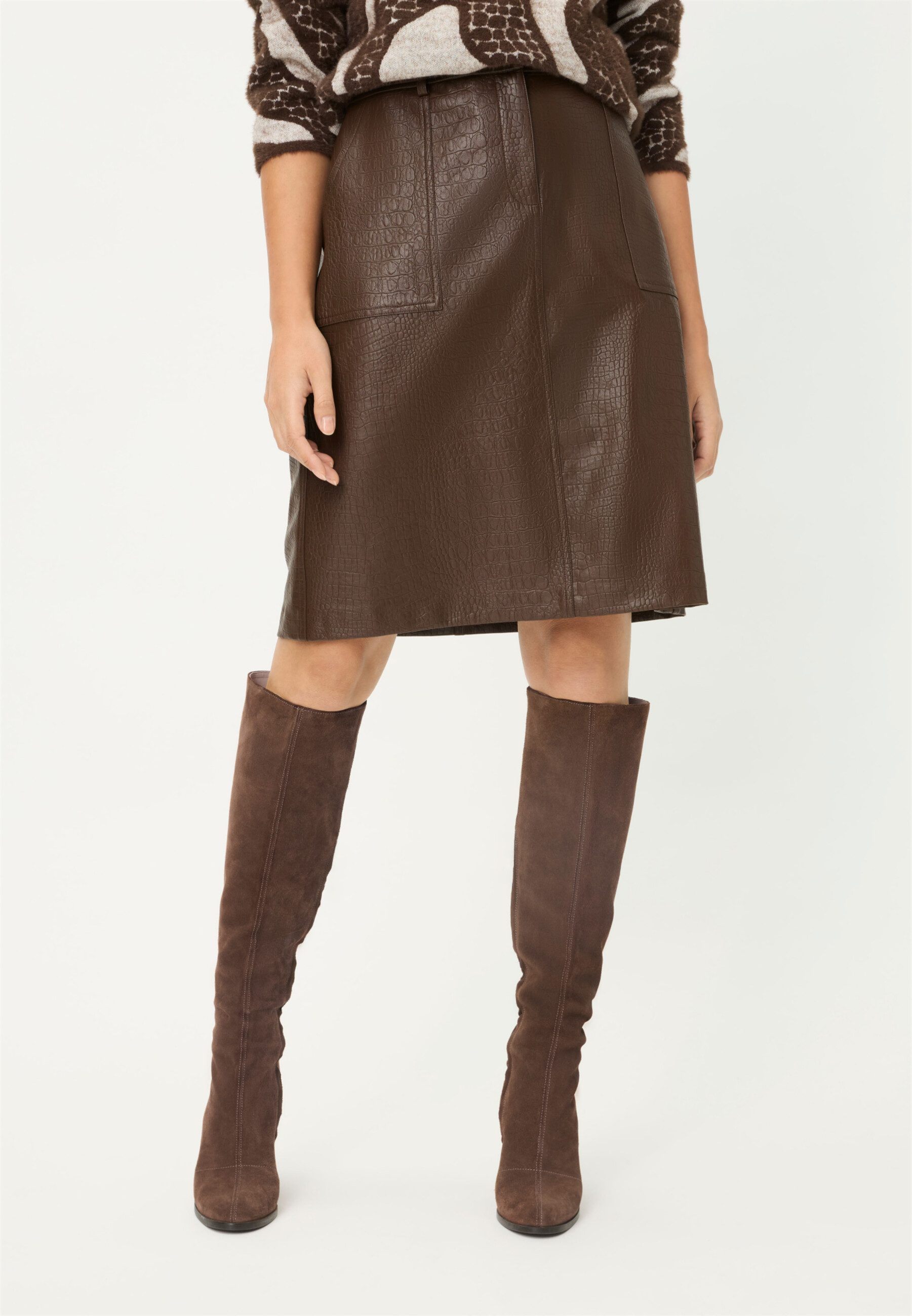 Olsen Lederimitatrock in Kroko-Optik