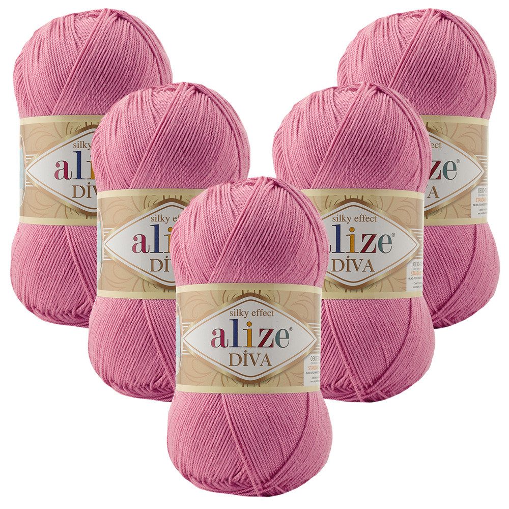 Alize 5 x ALIZE Diva Häkelwolle, 350 m, Spitze,Acrylgarn,Seideneffekt,Häkelkunst