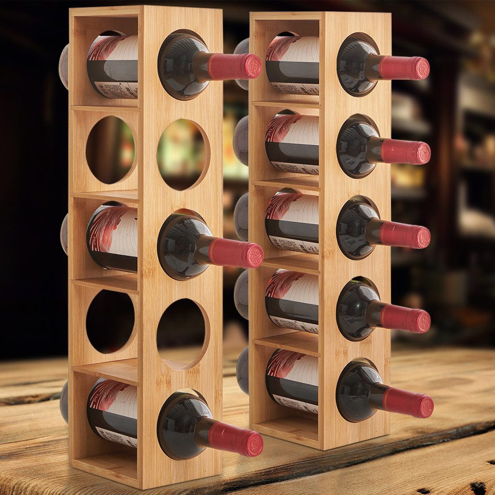 Weinregal Weinregal aus Bambus, Flaschenregal 5 Flaschen Wein