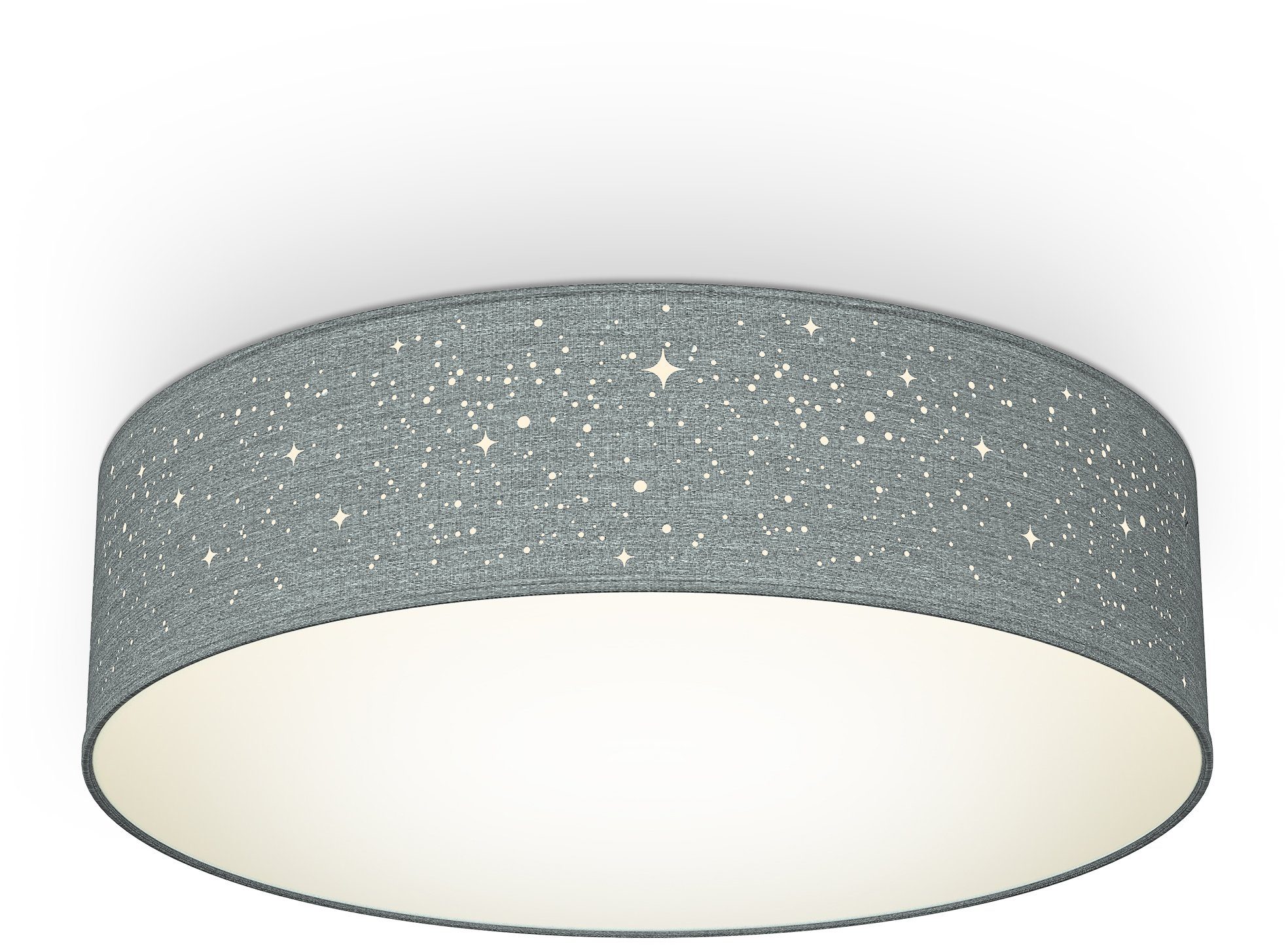 B.K.Licht LED Deckenleuchte, ohne Leuchtmittel, Warmweiß, Deckenlampe, Textil Lampenschirm, E27, Schlafzimmer, Wohnzimmer