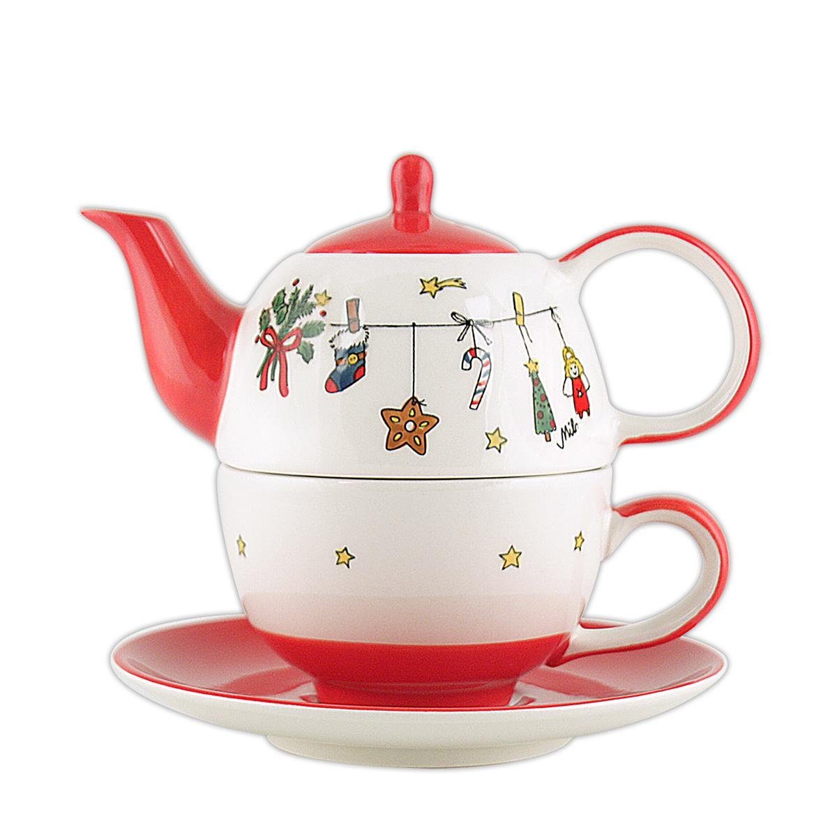 Mila Teekanne Mila Keramik Tee-Set: Tea for One, Es Weihnachtet sehr, 0.4 l, (Set)