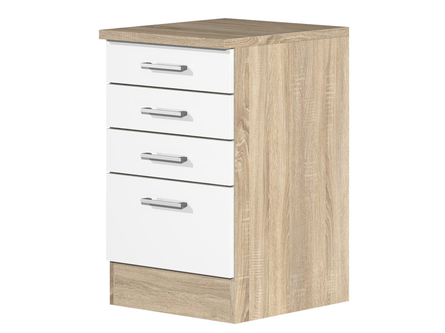 Flex-Well Schubkasten-Unterbau Schubkastenschrank - 50 cm breit - Weiß Sonoma Eiche – Salerno