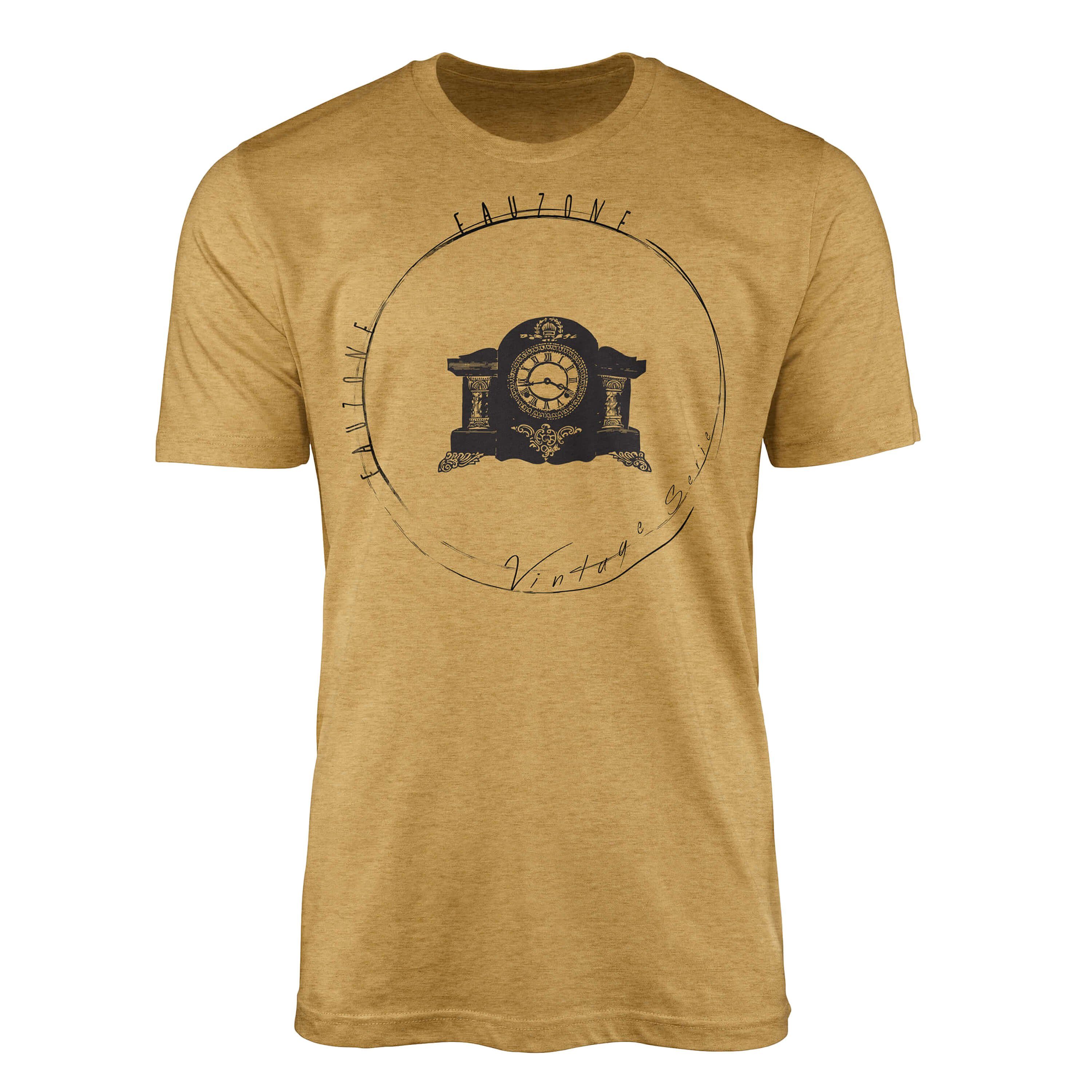 Sinus Art T-Shirt Vintage Herren T-Shirt Kaminuhr Antique Gold
