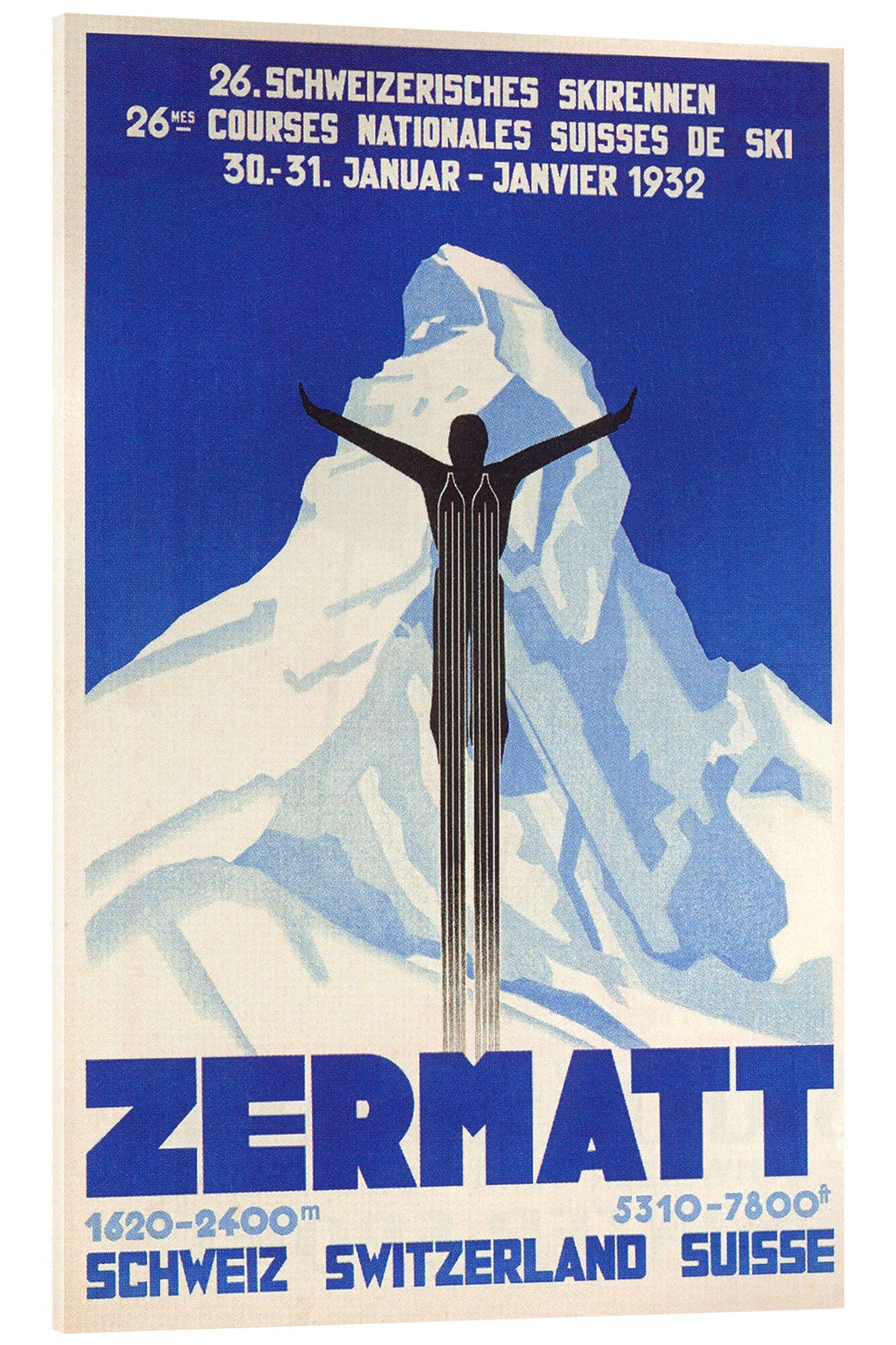 Acrylglasbild Vintage Ski Collection