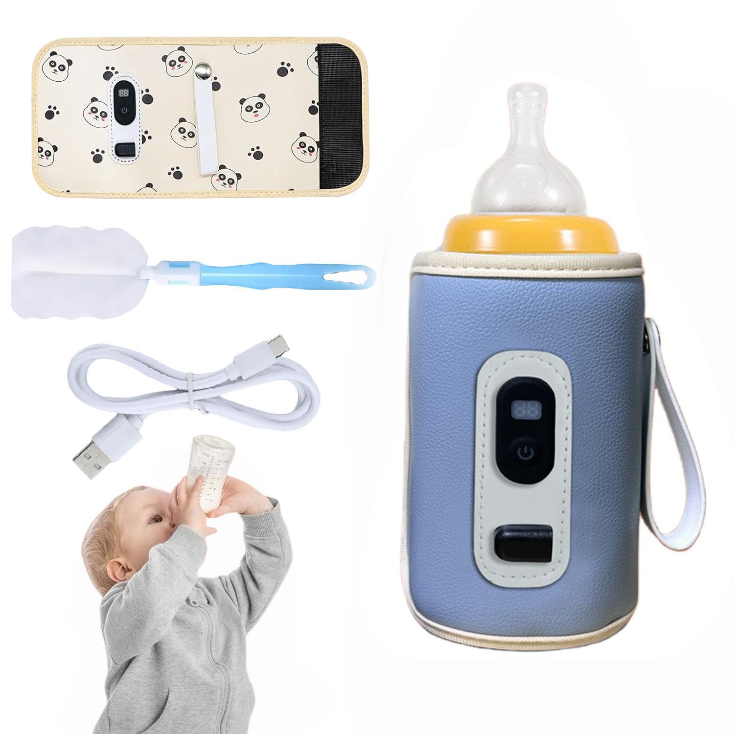 Babyflaschenwärmer Tragbarer Flaschenwärmer, USB-Ladung Flaschenwarmhalter