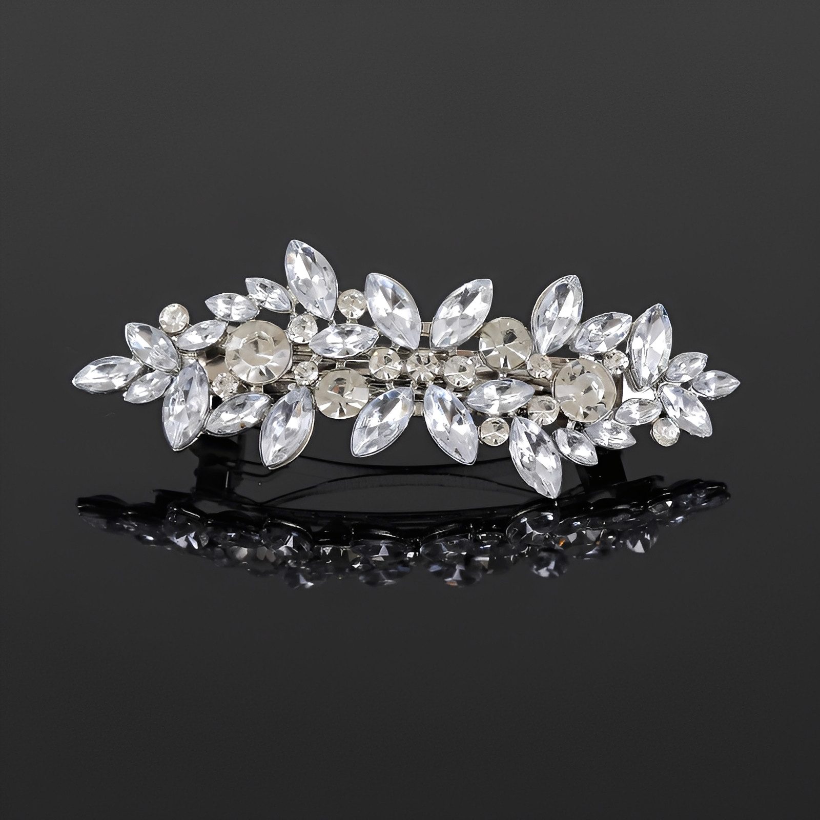 The Beauty House Haarspange Elegante Haarklammer mit Strass im Blatt-Design Haarkamm Haarschmuck, Luxus Haarklammer, Brautschmuck, Hochzeit, Party & festliche Anlässe
