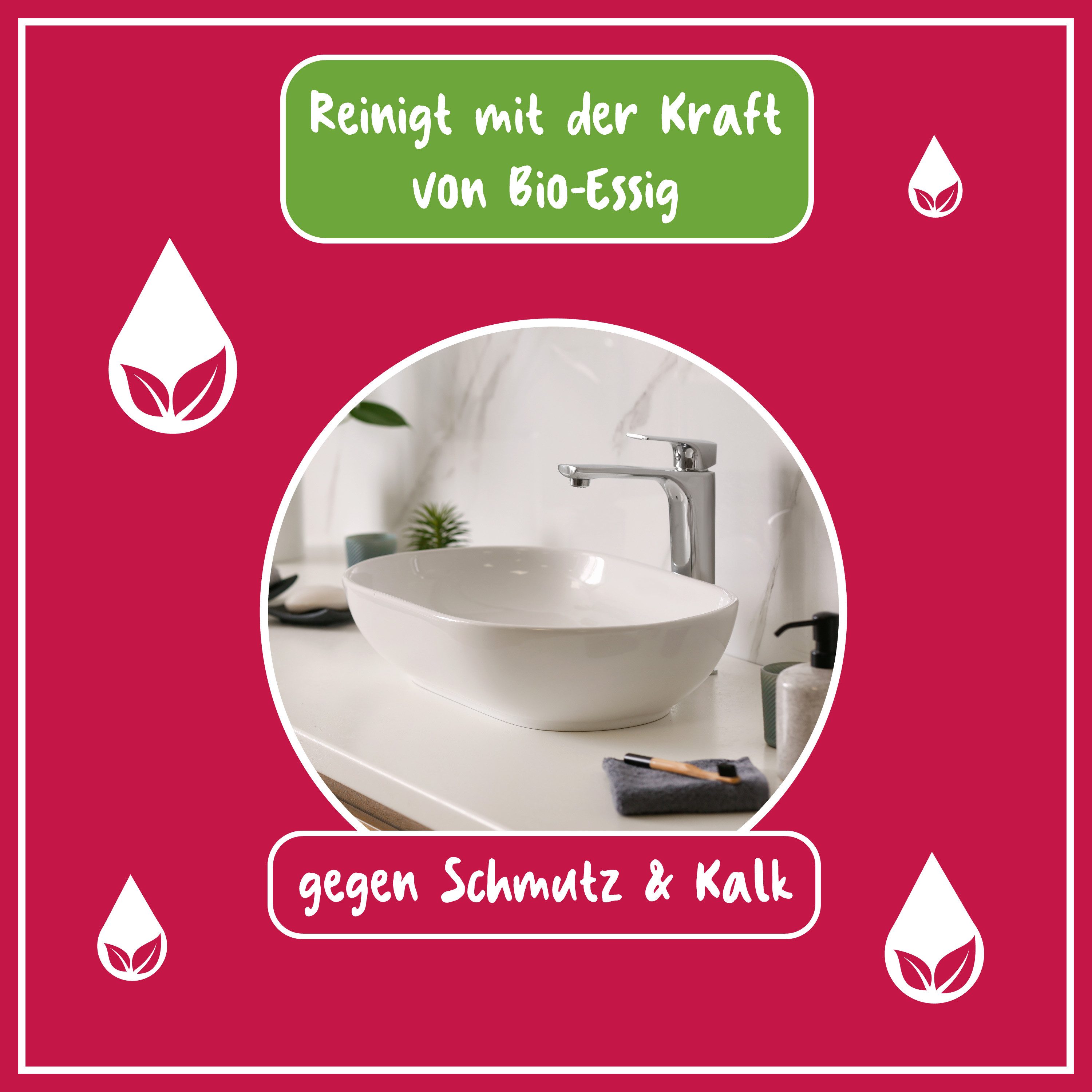 poliboy NCP Reiniger - 1 Liter - entfernt Kalk und hartnäckige Verschmutzungen Essigreiniger (für Armaturen und andere säureresistente Oberflächen - Made in Germany)