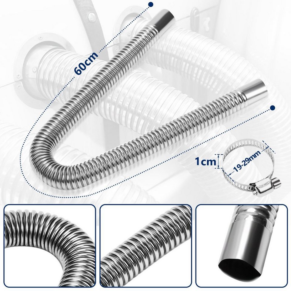 Lospitch Auspuff-Flexrohr Abgasschlauch 25mm Abgasrohr Edelstahl Diesel  Standheizung Auspuffrohr