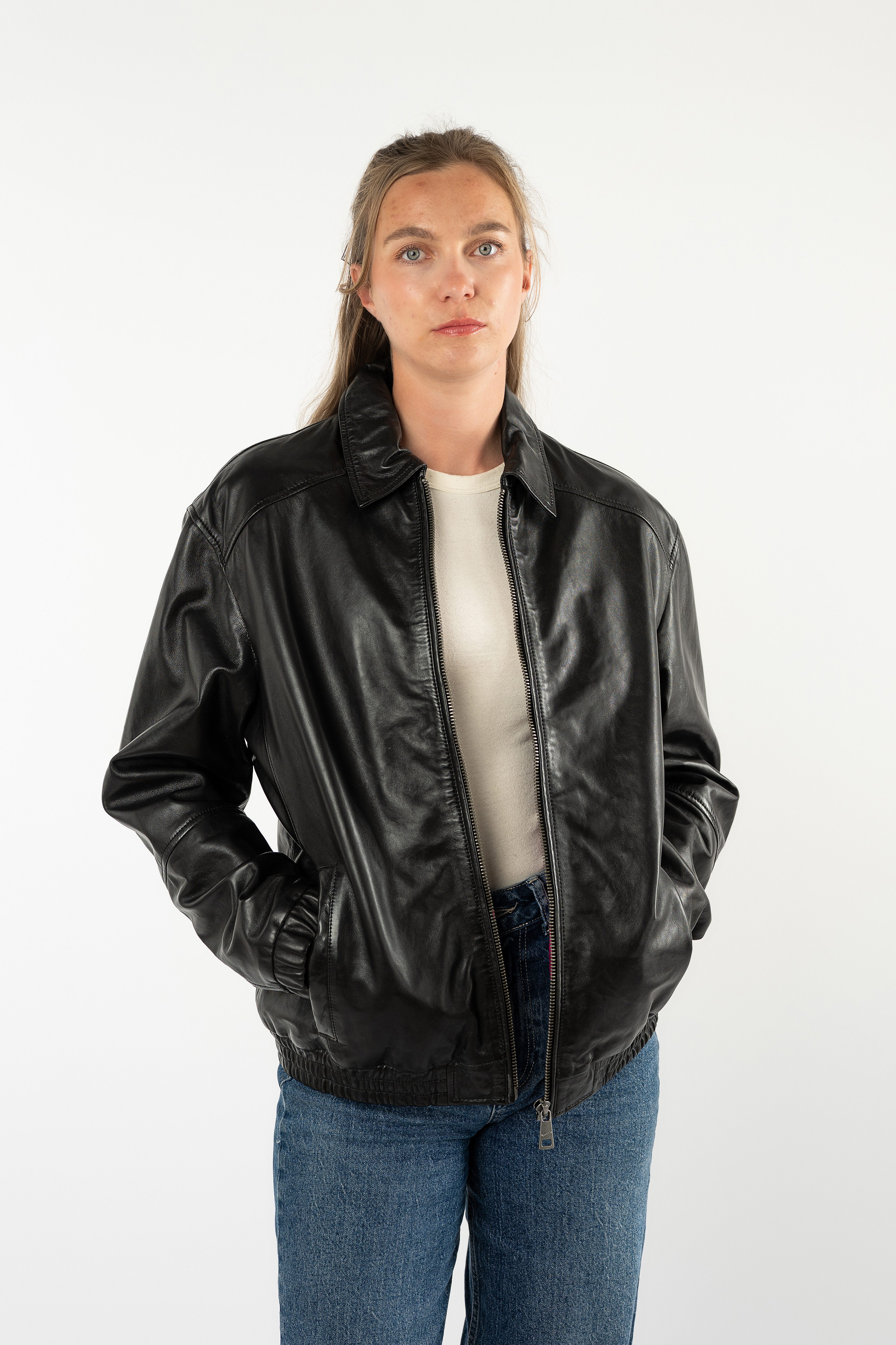Mauritius Lederjacke MWAveline OS mit Umlegekragen, Oversize Fit