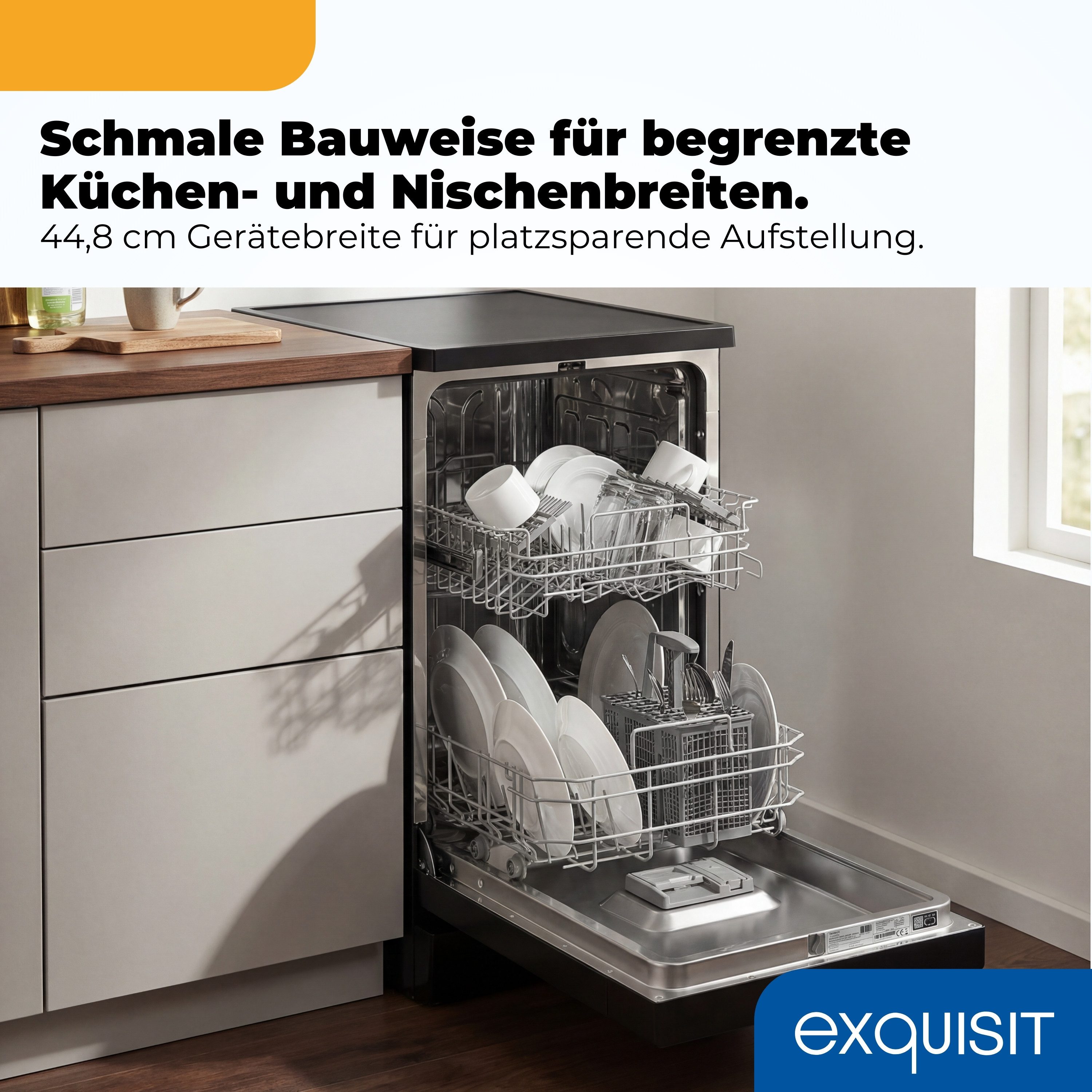 exquisit Standgeschirrspüler GSP9109-450D, 9 Maßgedecke, 4 Programme, Aquastop, Mehrfachschutz