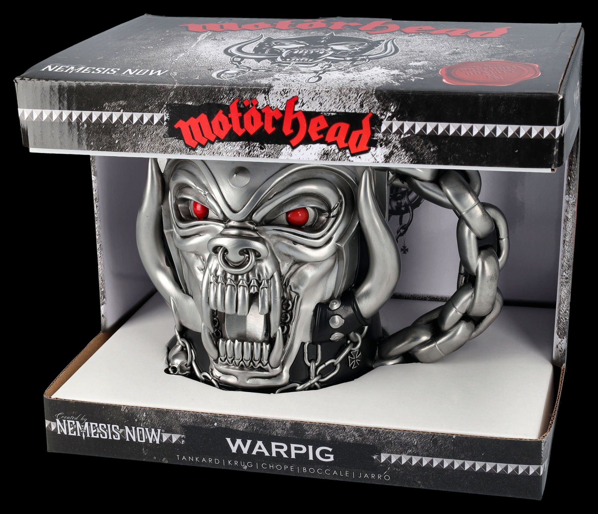 Figuren Shop GmbH Bierkrug Krug Motörhead - Warpig - Merchandise Bierkrug Metal Bandmerchandise, Kunststein (Polyresin), Edelstahl
