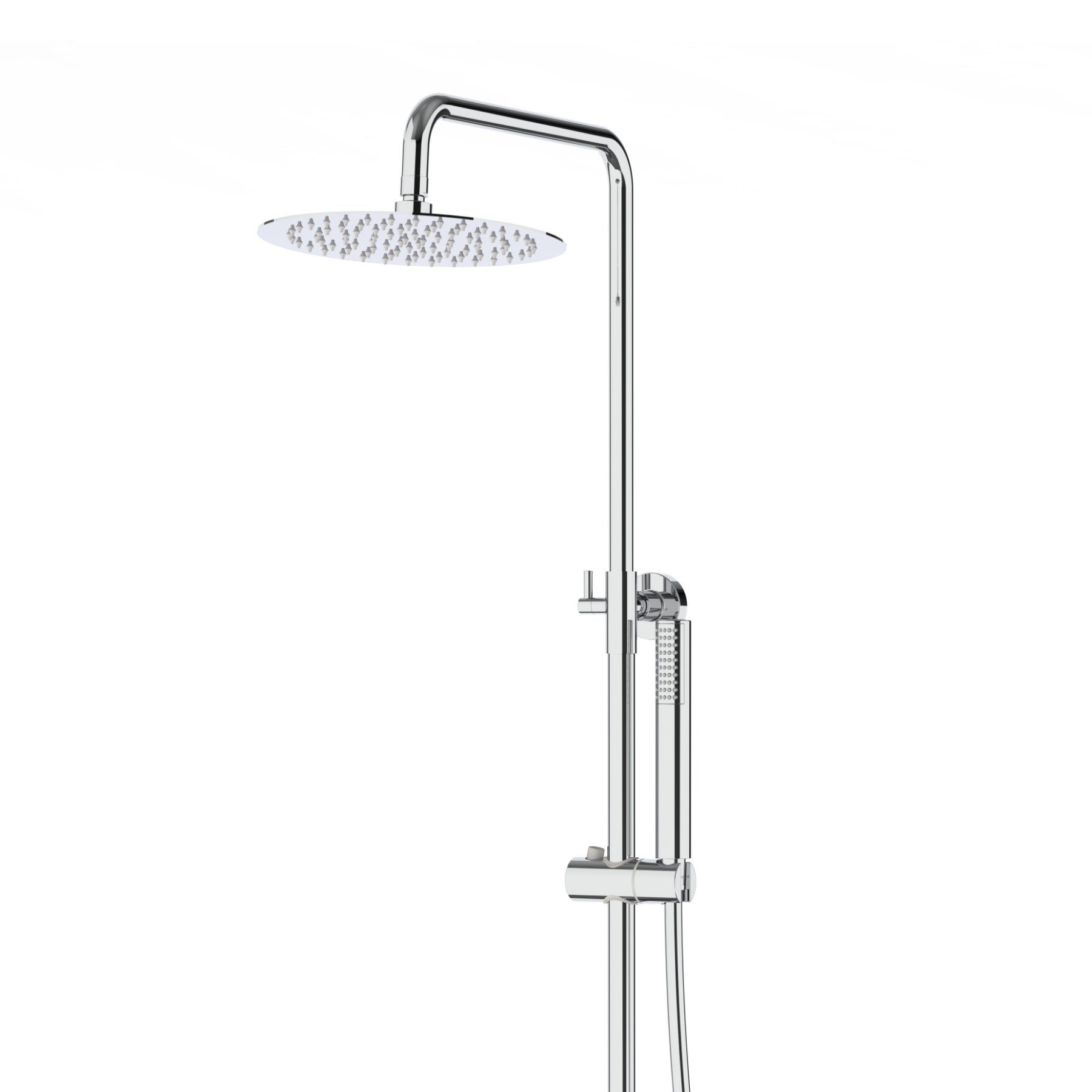 KOLMAN Duschsystem LUGO Thermostatisch Brausegarnitur Regendusche mit Aushlauf in Chrom, Höhe 180 cm