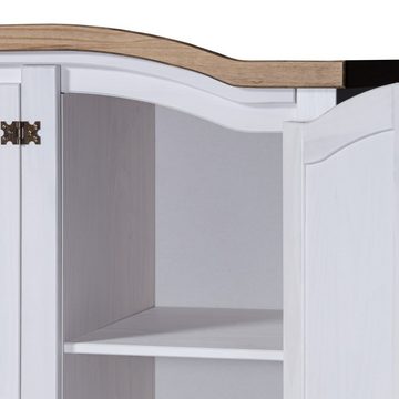 vidaXL Kleiderschrank Kleiderschrank Mexiko-Stil Kiefernholz 3 Türen Weiß (1-St)