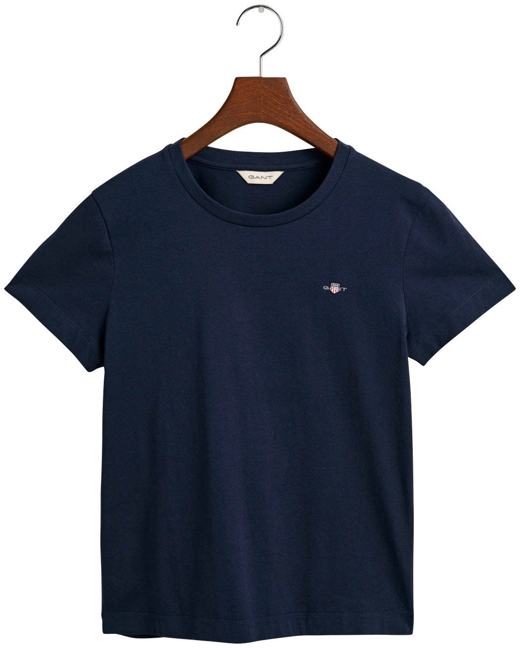 Gant T-Shirt REG SHIELD kleinen Brust Wappen-Grafik einer KA auf der Evening blue aufgestickten mit T-SHIRT