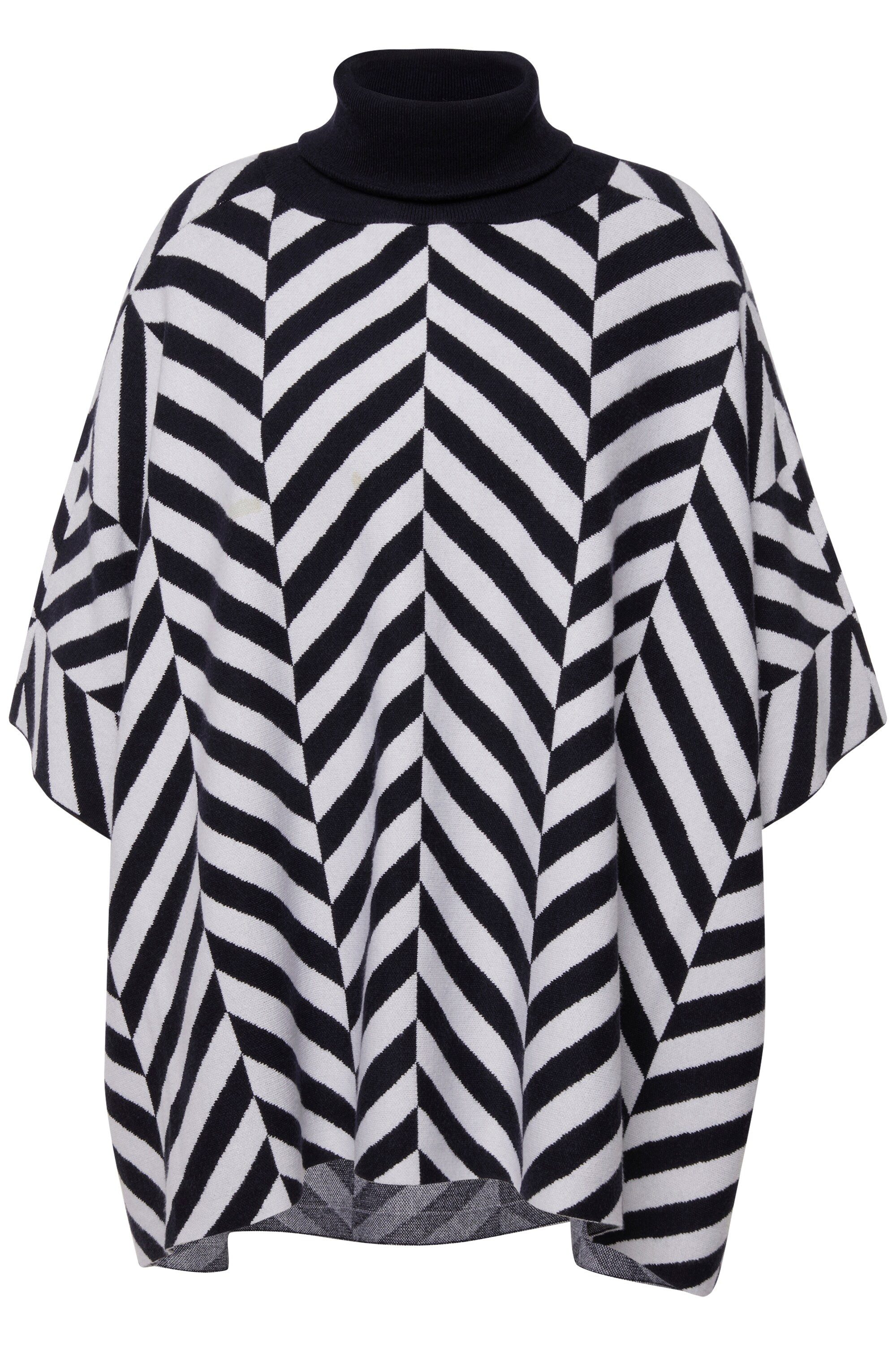 Pullunder Strick-Cape Jacquard Rollkragen Poncho