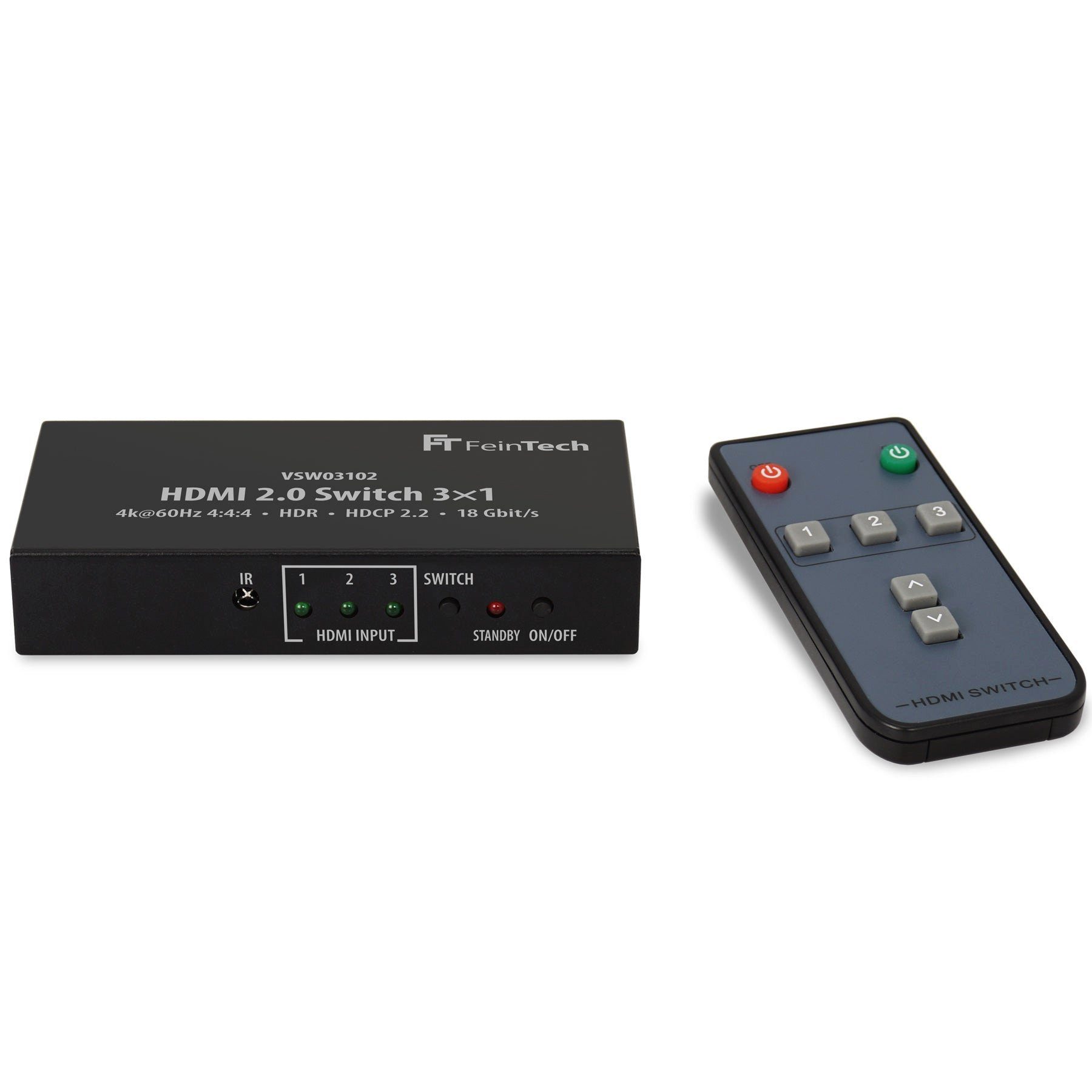 FeinTech Audio / Video Matrix-Switch VSW03102 HDMI Switch 3x1, Automatische Umschaltung